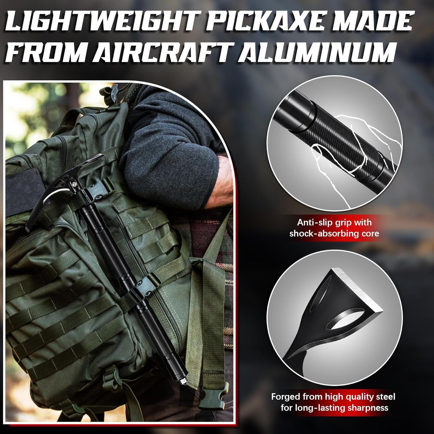 Pico Plegable 8 en 1 FUSIONKEI con Azada y Cuchillo de Supervivencia