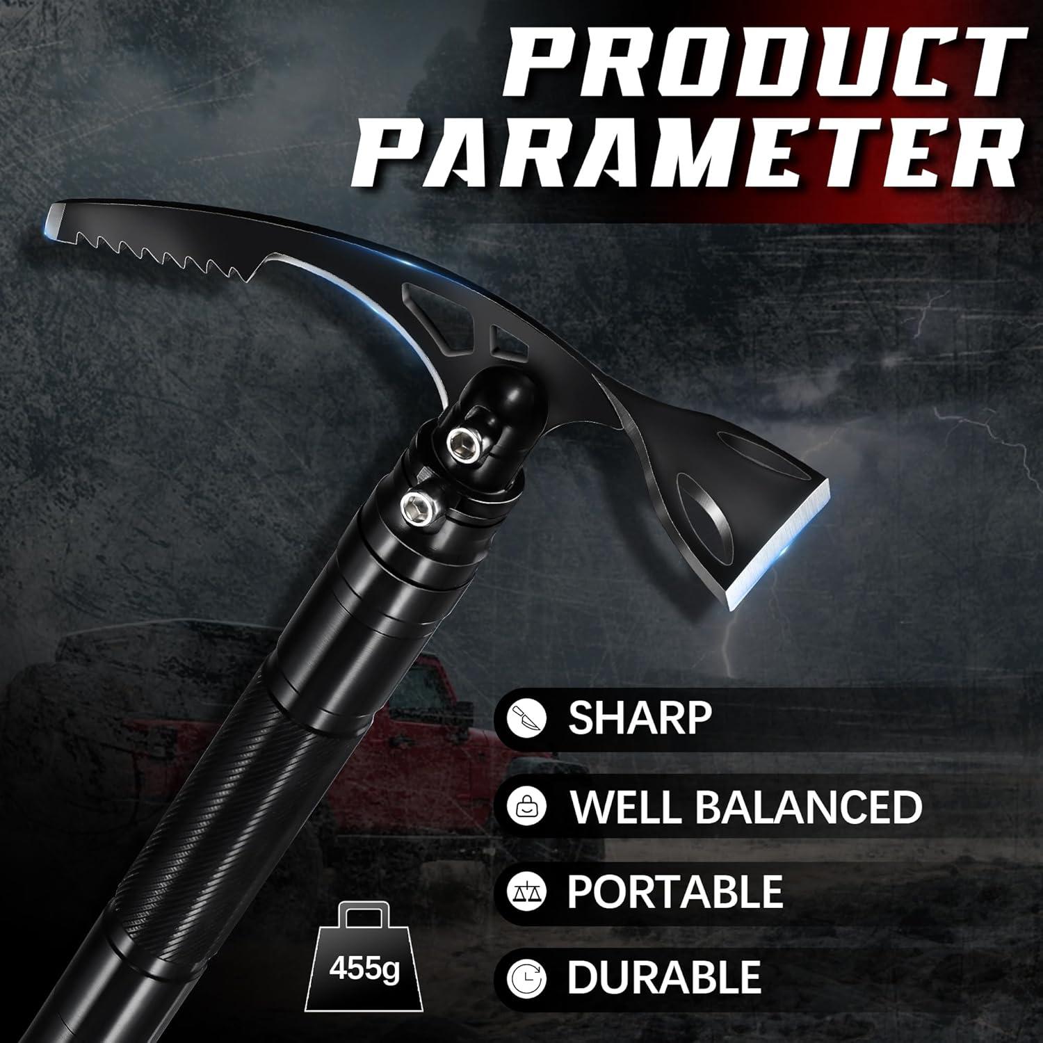 Pico Plegable 8 en 1 FUSIONKEI con Azada y Cuchillo de Supervivencia