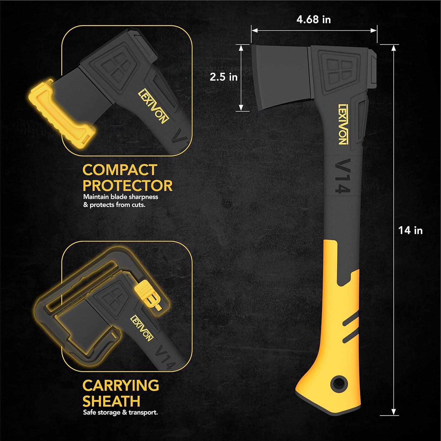 Hacha de Camping LEXIVON LX-V14, 35.5 cm, Fibra de Vidrio