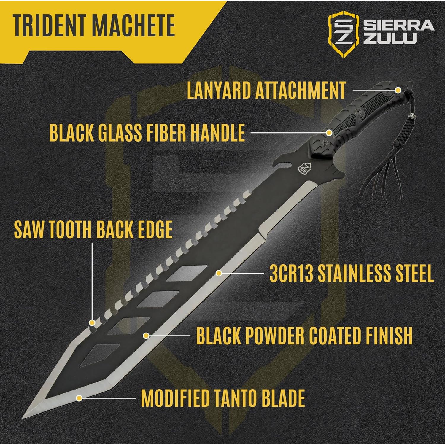 Machete Sierra Zulu Trident 60.96 cm Acero Inoxidable con Funda