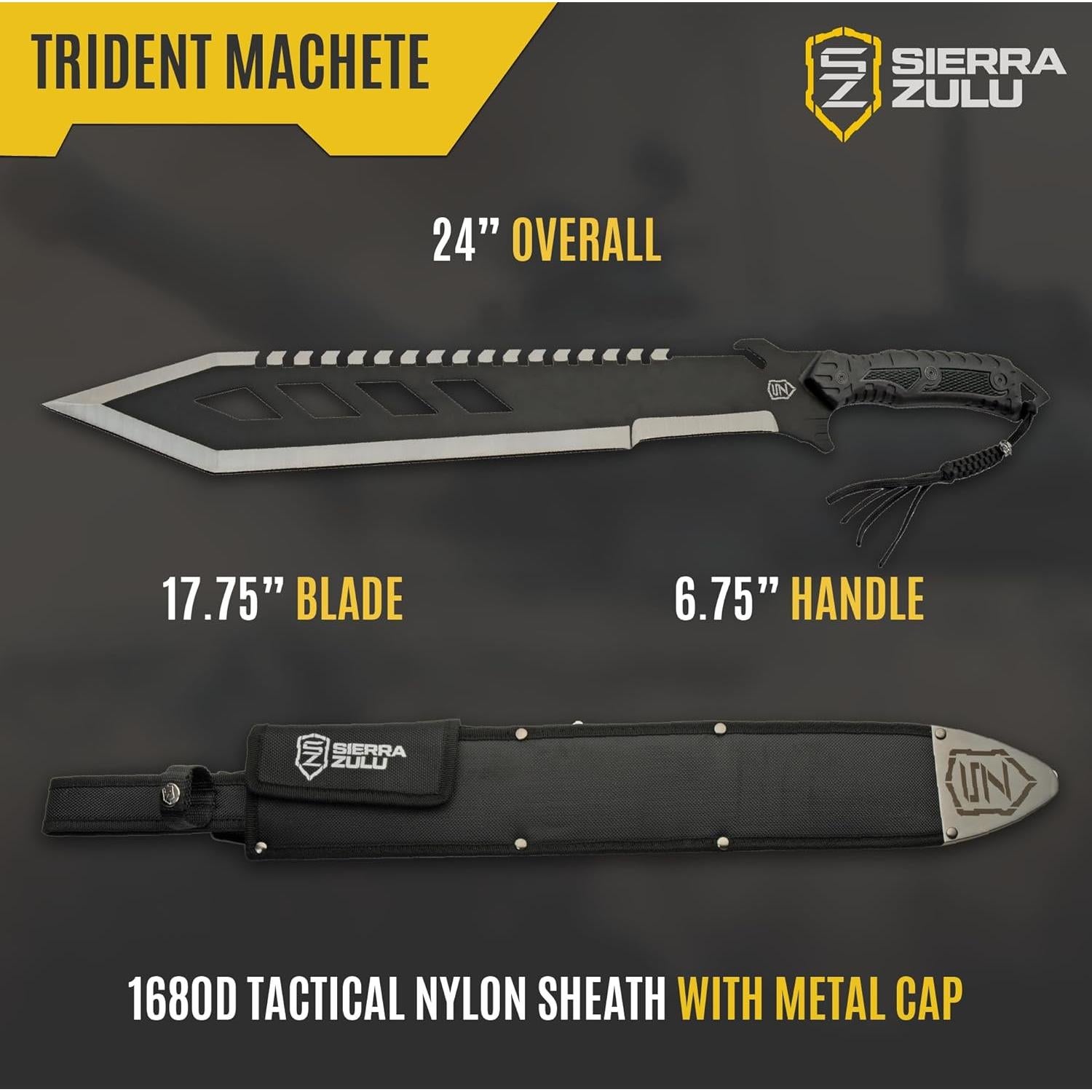 Machete Sierra Zulu Trident 60.96 cm Acero Inoxidable con Funda