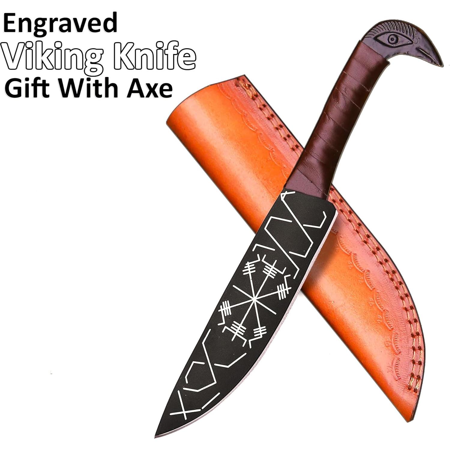 Hacha Vikingo Afhzam con Cuchillo y Fundas de Cuero - 1.18 kg