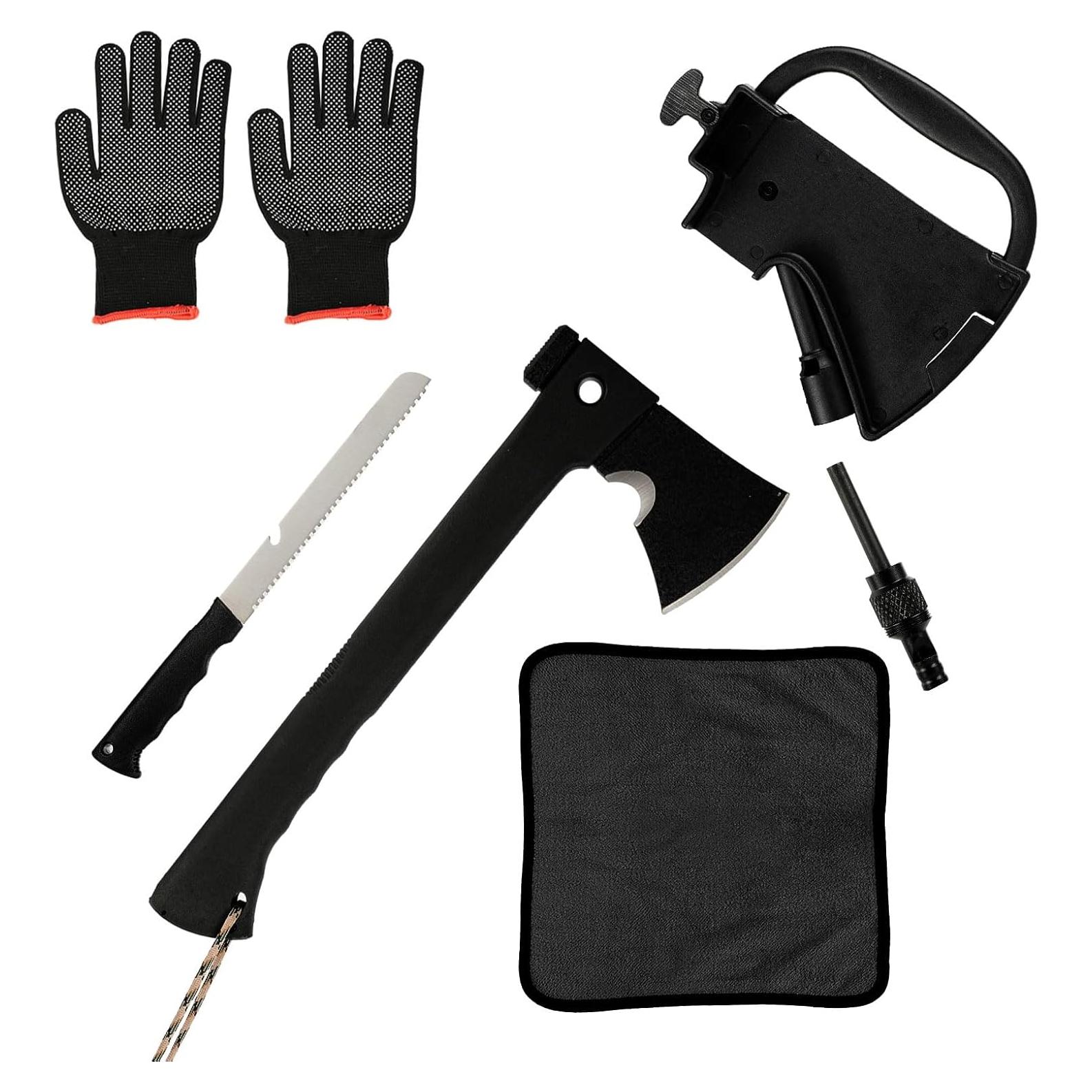 Hacha de Camping NIPURA con Silbato y Encendedor - 35.56 cm