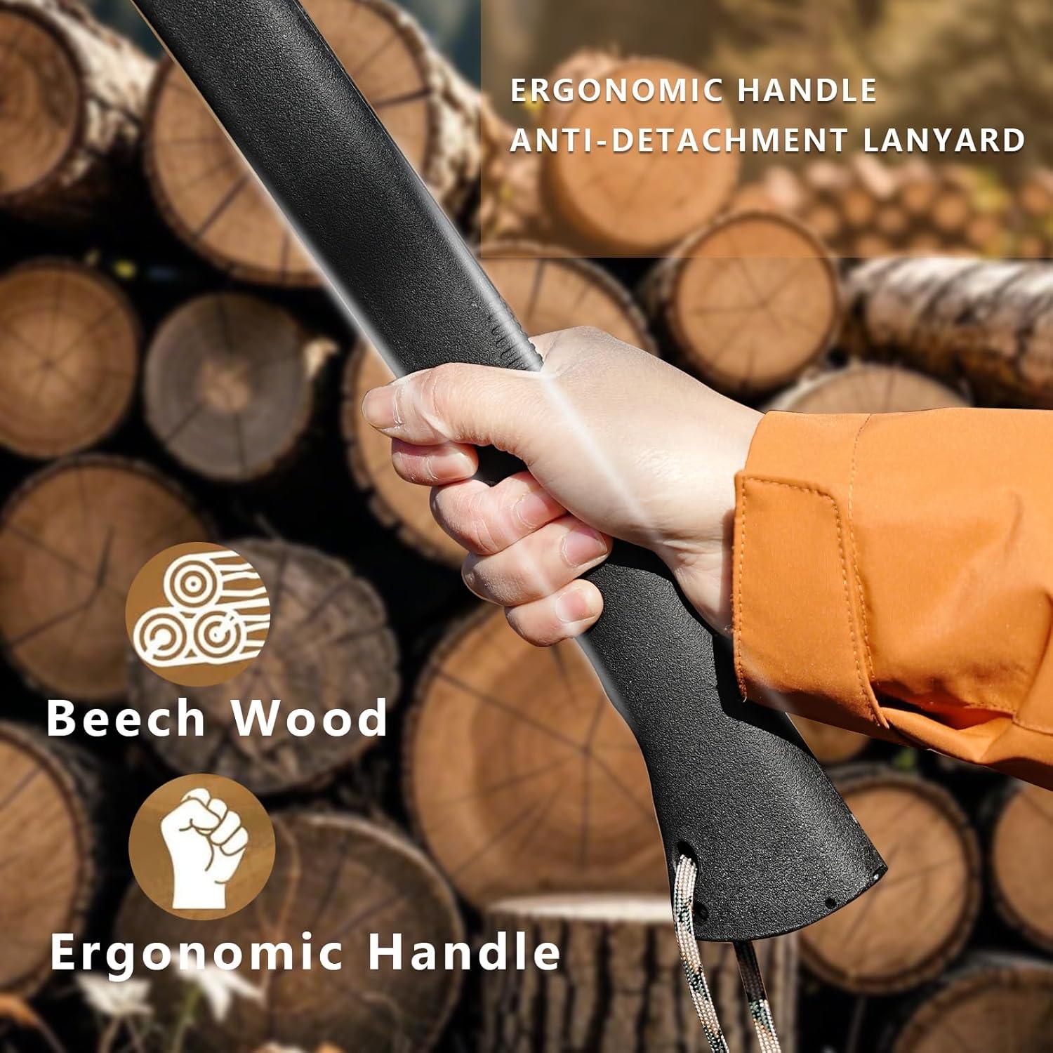 Hacha de Camping NIPURA con Silbato y Encendedor - 35.56 cm