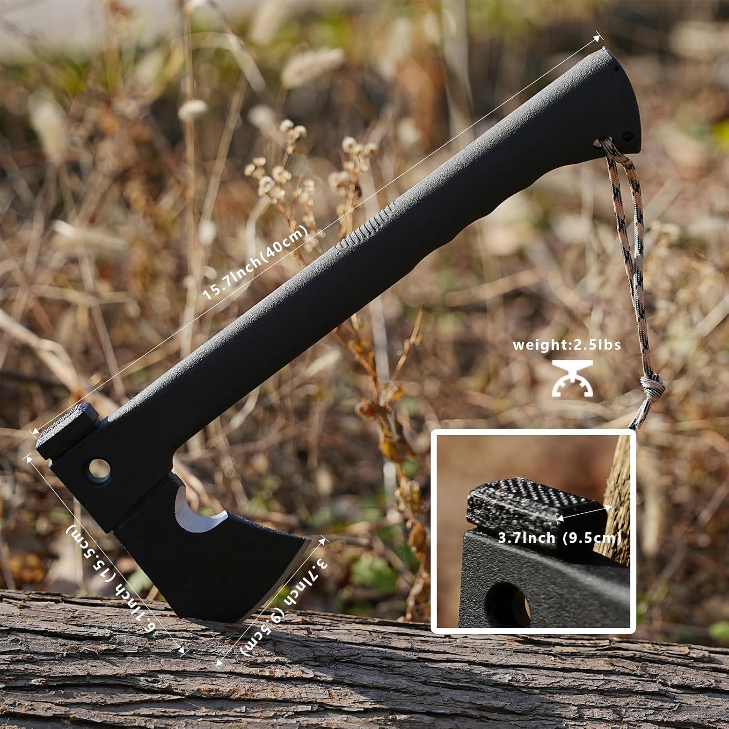 Hacha de Camping NIPURA con Silbato y Encendedor - 35.56 cm