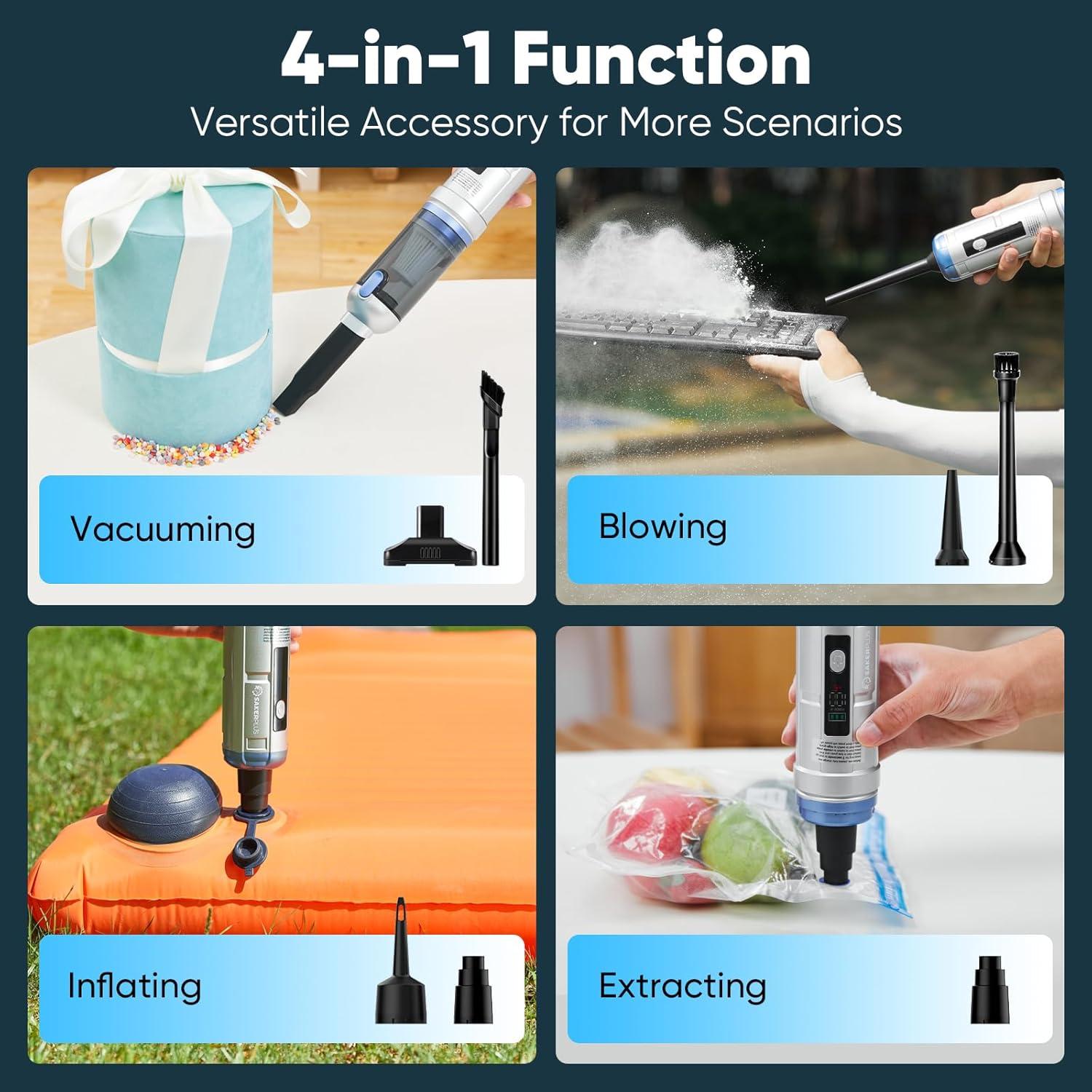 Aspiradora de Coche SakerPlus HL-139 Inalámbrica 4 en 1 16000Pa