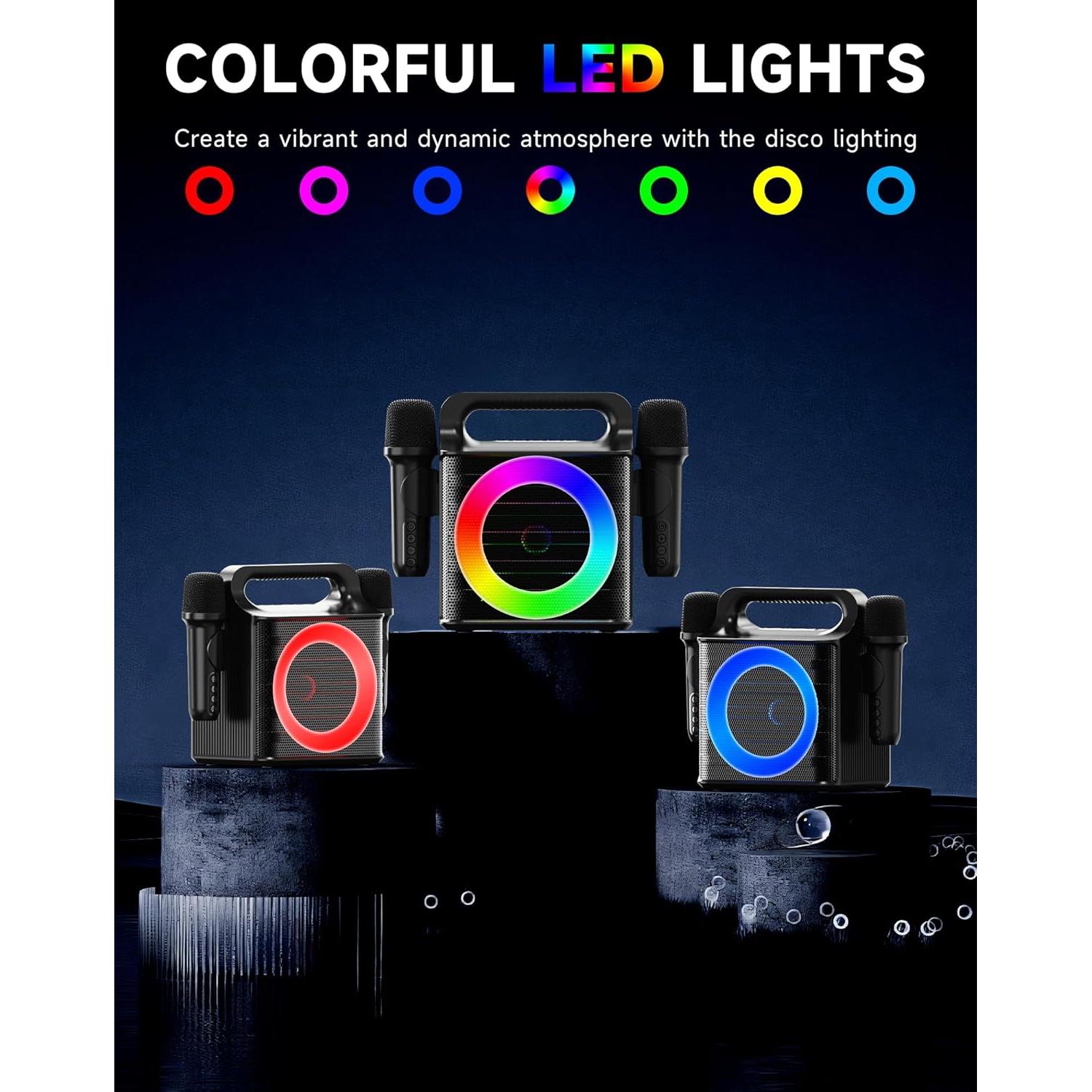 Máquina de Karaoke Portátil SINWE K09 con 2 Micrófonos Inalámbricos y Altavoz 15W