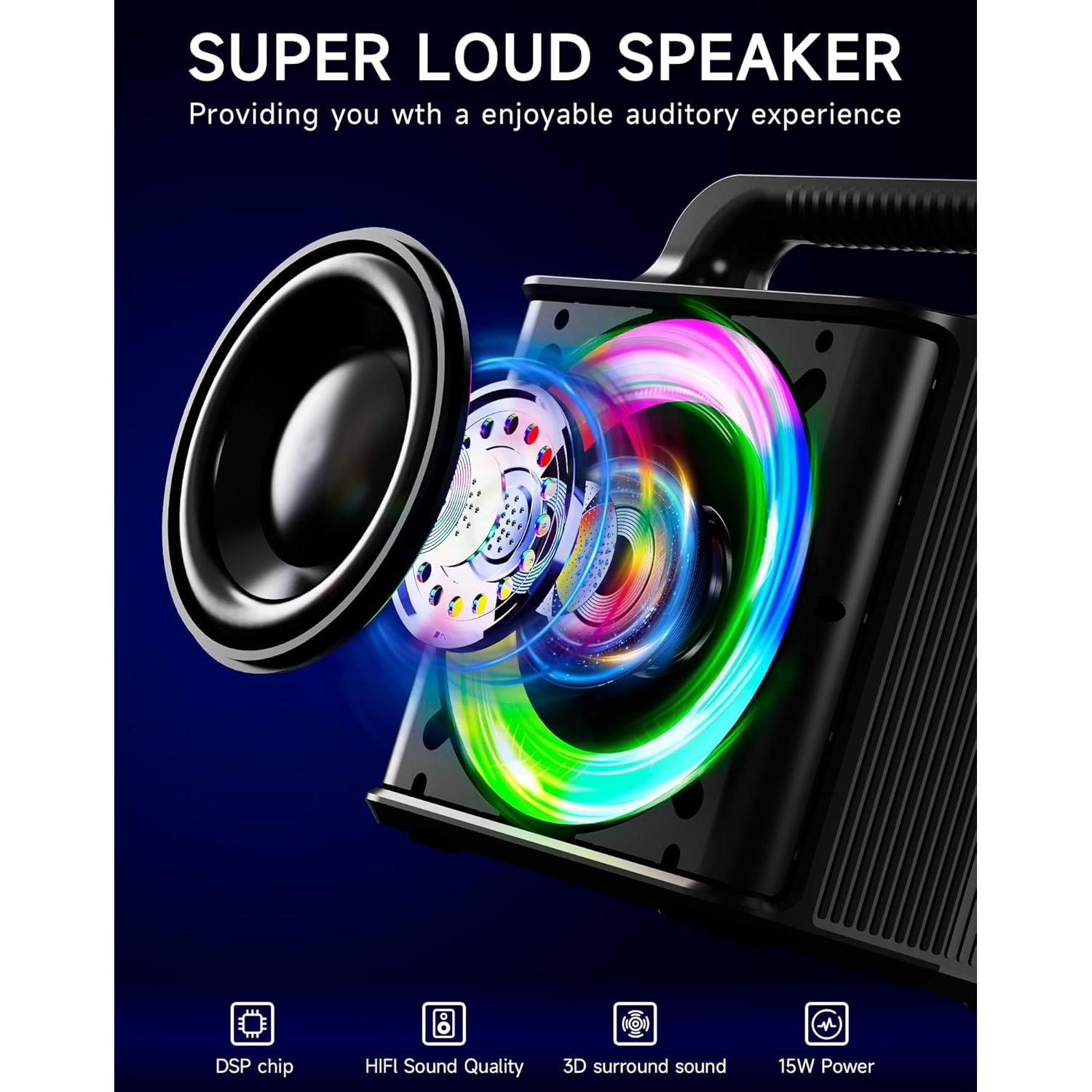 Máquina de Karaoke Portátil SINWE K09 con 2 Micrófonos Inalámbricos y Altavoz 15W