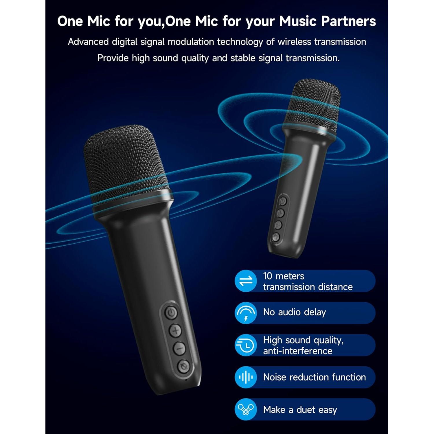 Máquina de Karaoke Portátil SINWE K09 con 2 Micrófonos Inalámbricos y Altavoz 15W