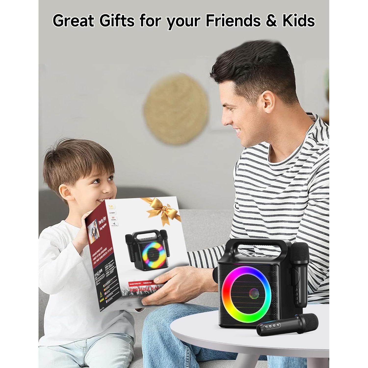 Máquina de Karaoke Portátil SINWE K09 con 2 Micrófonos Inalámbricos y Altavoz 15W