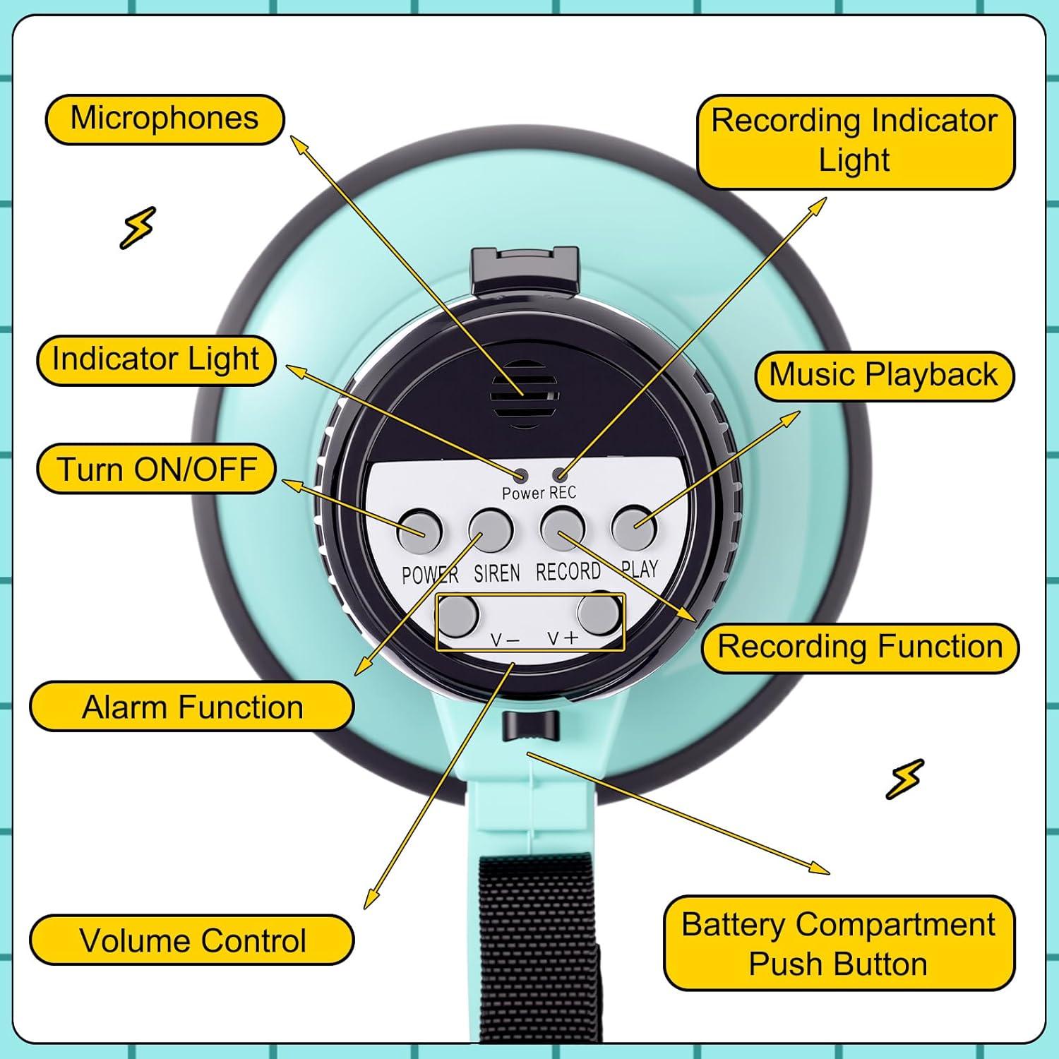 Megáfono Portátil Kingdder 25W Verde Macaron para Exterior