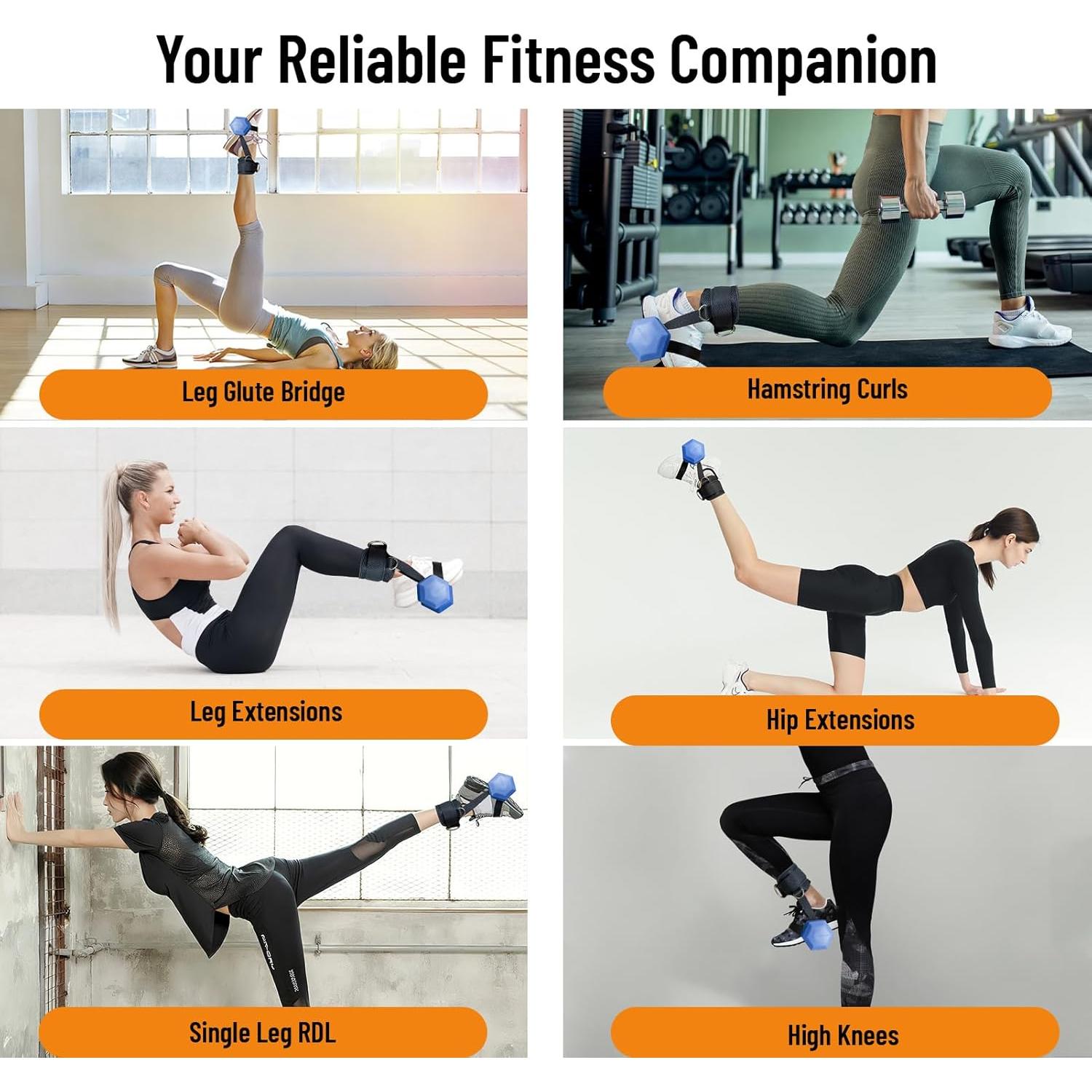 Tirantes de Tobillo Fosegei 2Pack Ajustables para Mancuernas