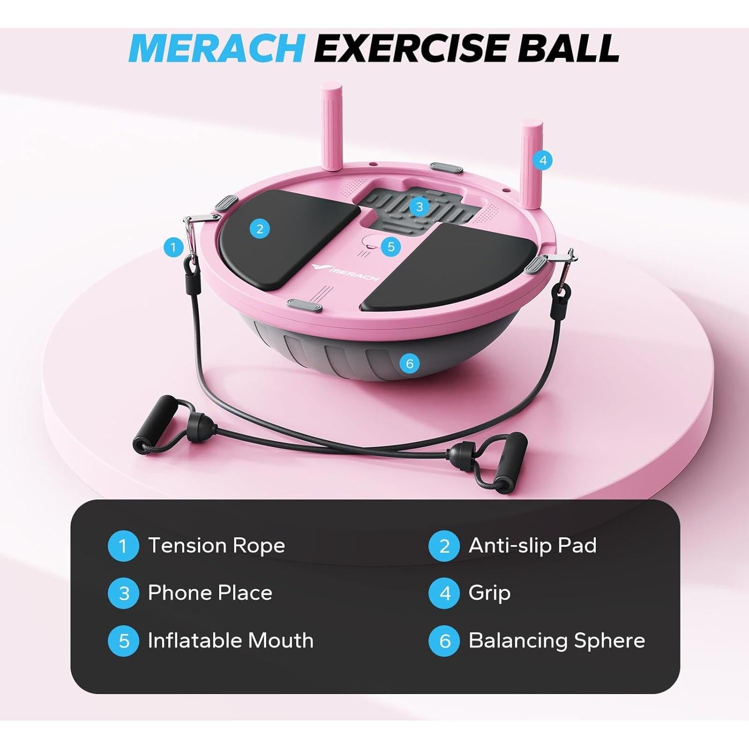 Entrenador de Balón de Equilibrio MERACH MR-2506WP 3-en-1 45cm