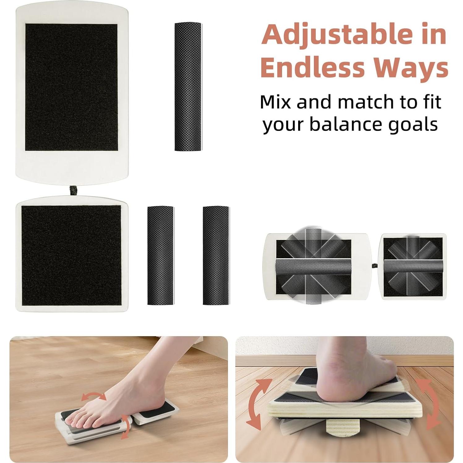 Tabla de Equilibrio de Madera Fanovae con 3 Bloques Ajustables