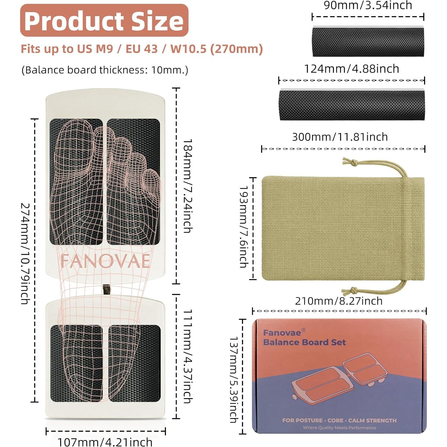 Tabla de Equilibrio de Madera Fanovae con 3 Bloques Ajustables