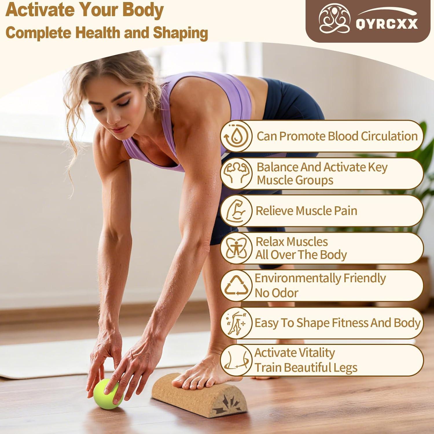 Tabla de Equilibrio QYRCXX de Corcho 35cm - Fortalecedor de Pies