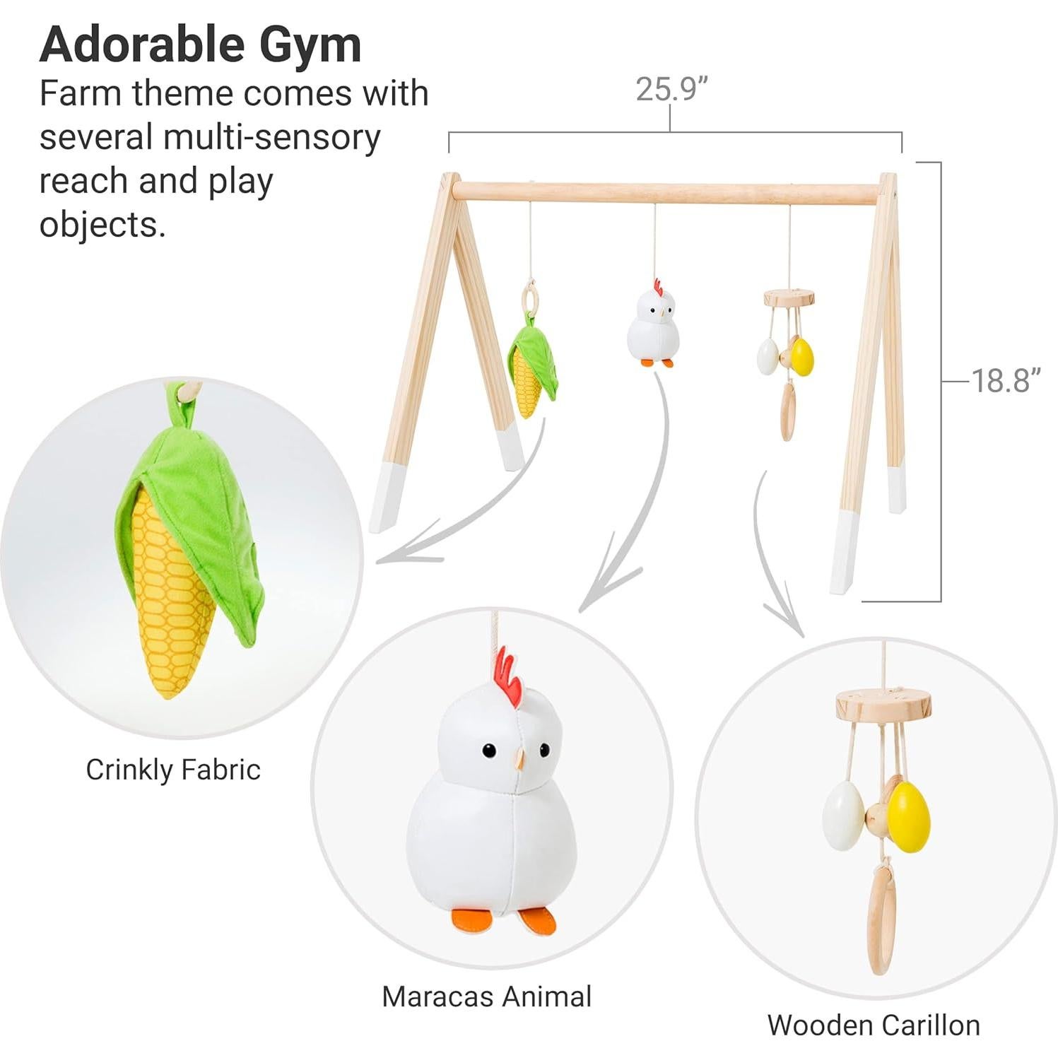 Gimnasio de Actividad de Madera Pequeños Grandes Amigos Granja - 66x48 cm