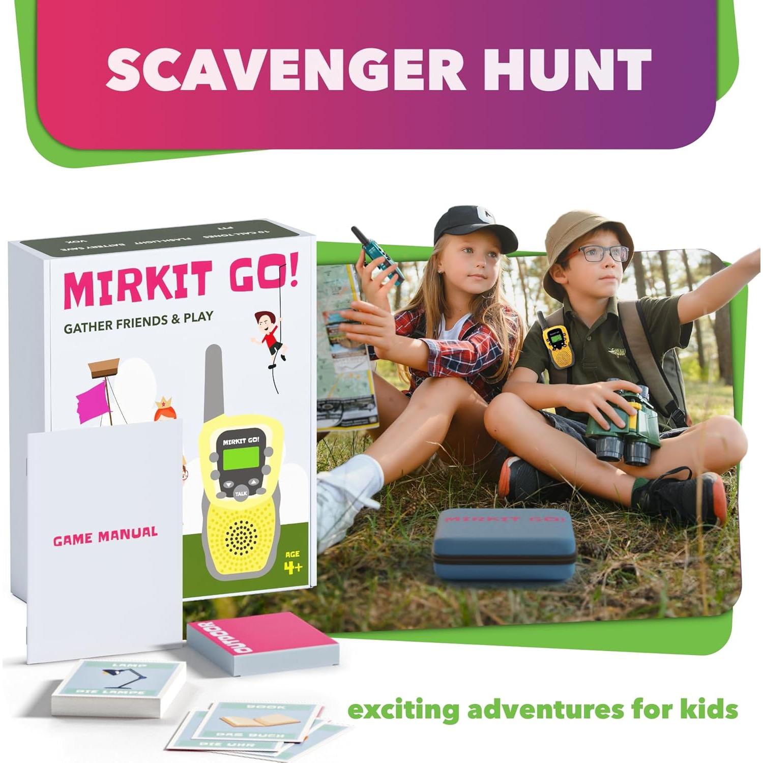 MIRKIT GO! Juego de 4 Walkie Talkies para Niños + 4 Juegos
