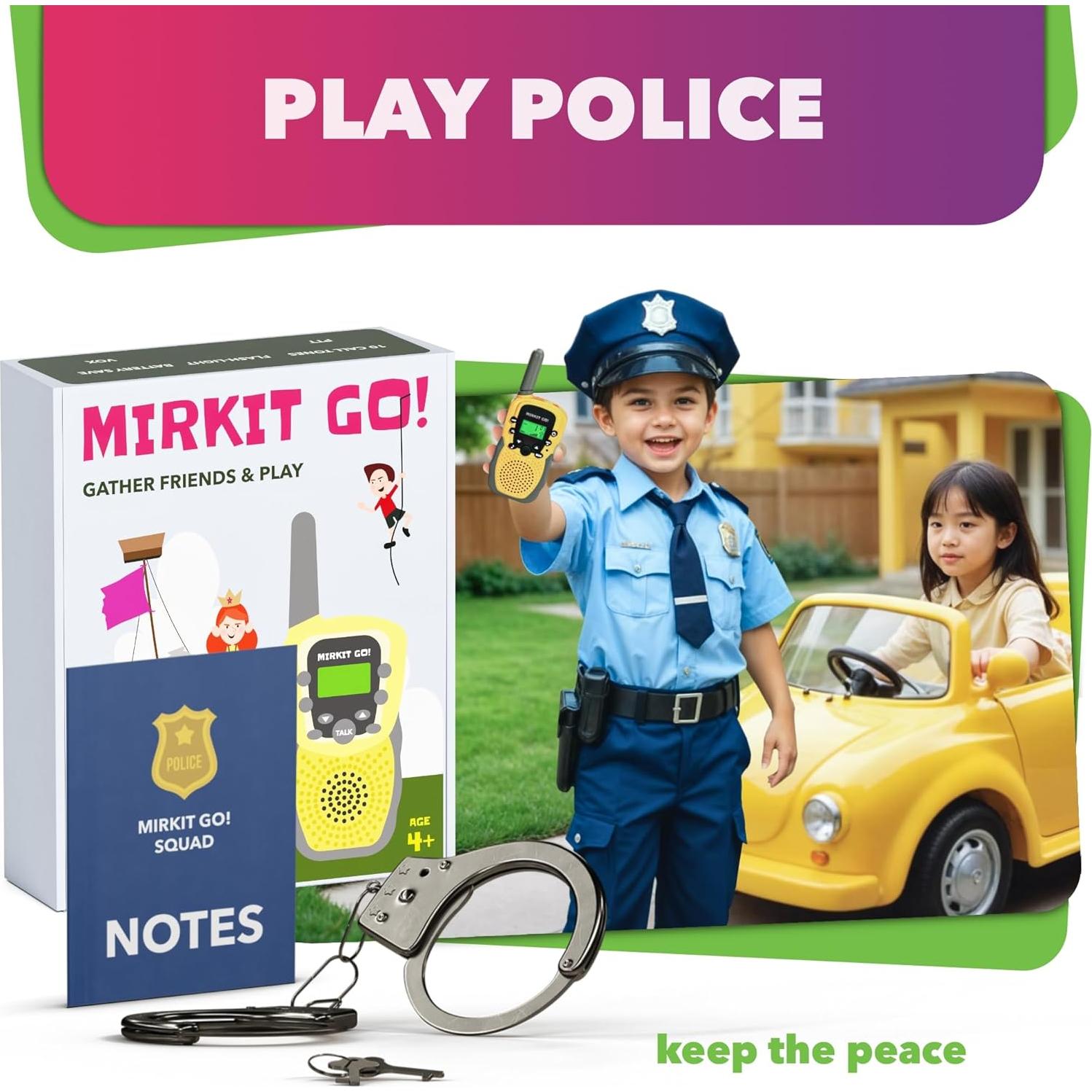 MIRKIT GO! Juego de 4 Walkie Talkies para Niños + 4 Juegos