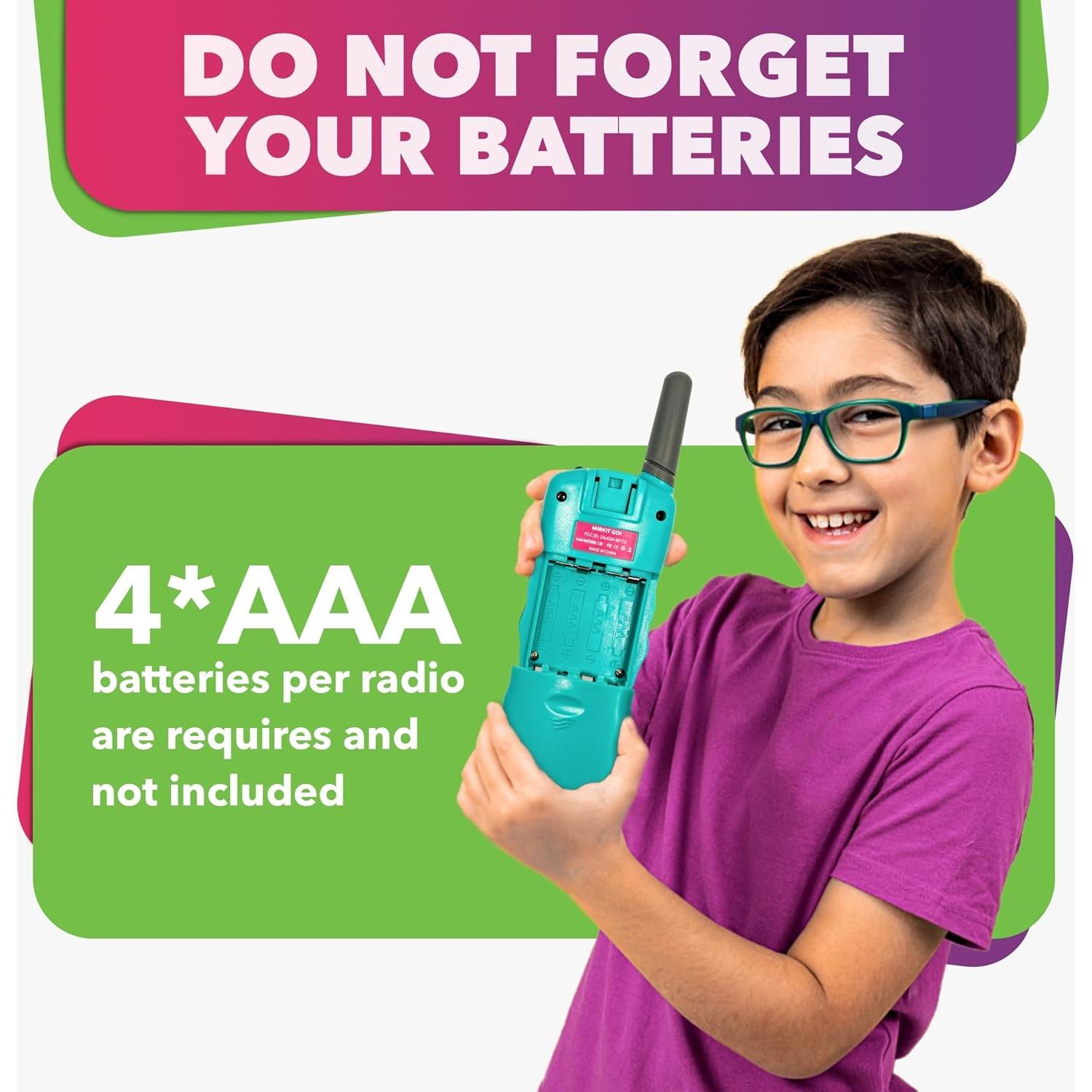 MIRKIT GO! Juego de 4 Walkie Talkies para Niños + 4 Juegos