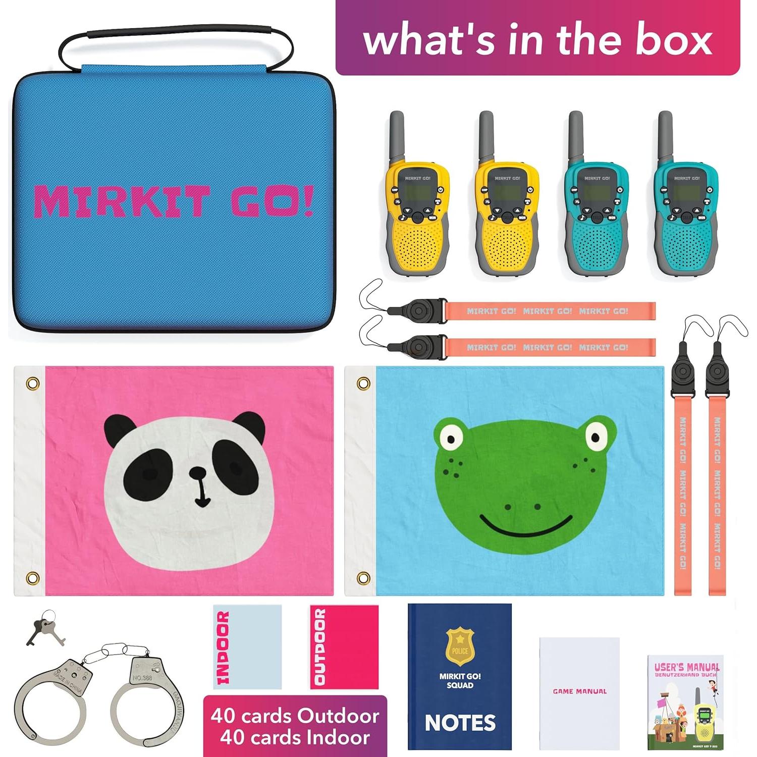 MIRKIT GO! Juego de 4 Walkie Talkies para Niños + 4 Juegos