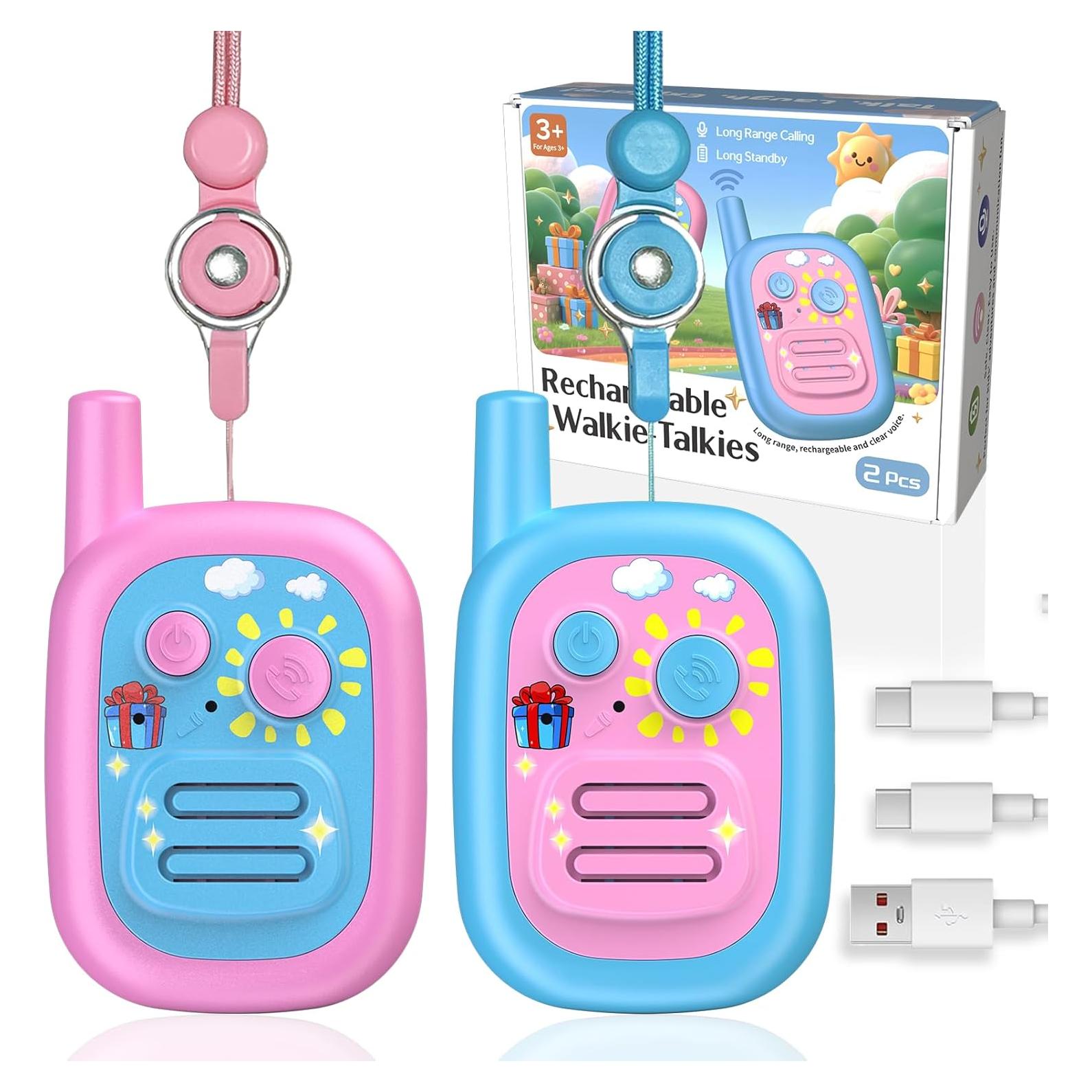 Walkie Talkies para Niños BUKEWIT 2Pack Rosa Azul 304.8m