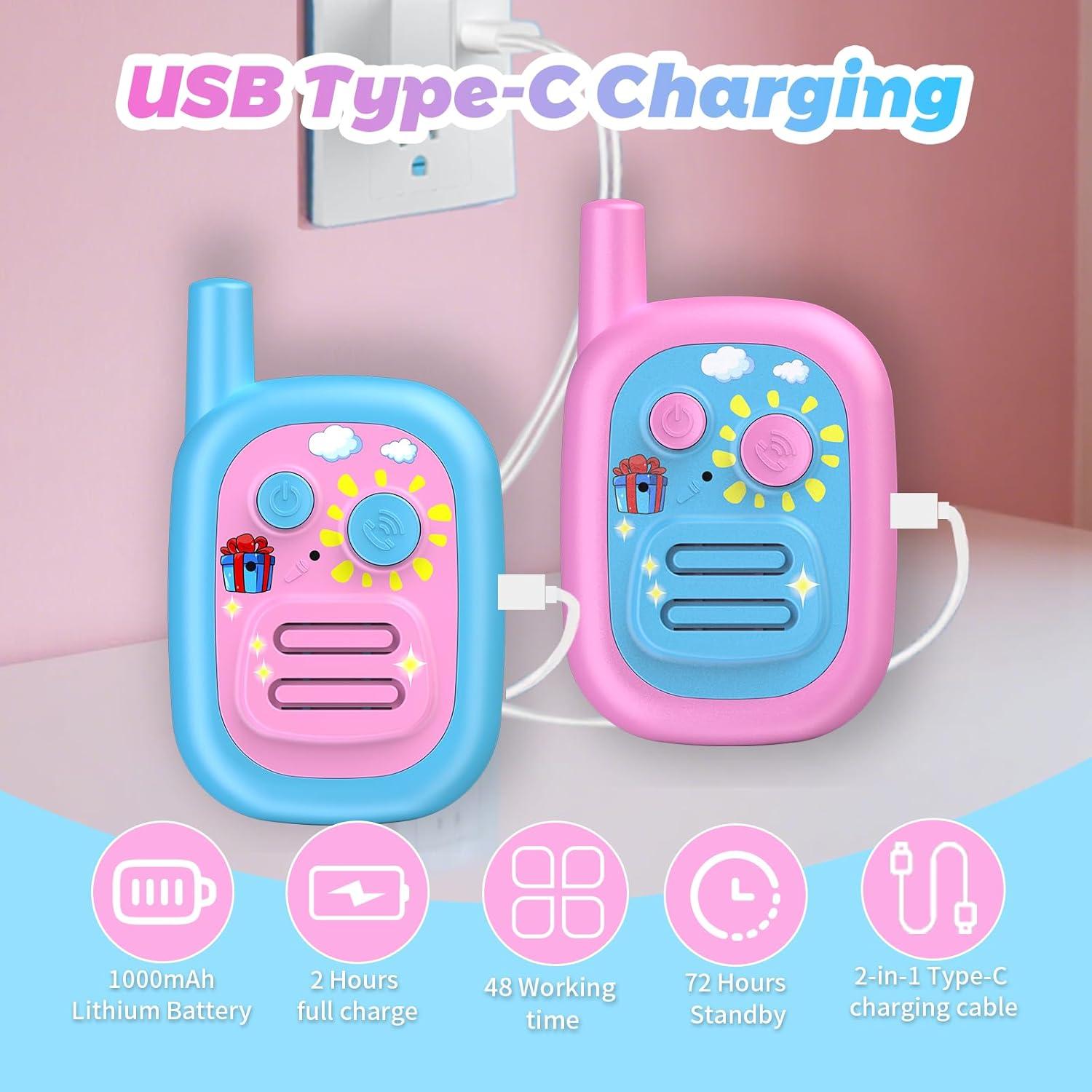 Walkie Talkies para Niños BUKEWIT 2Pack Rosa Azul 304.8m