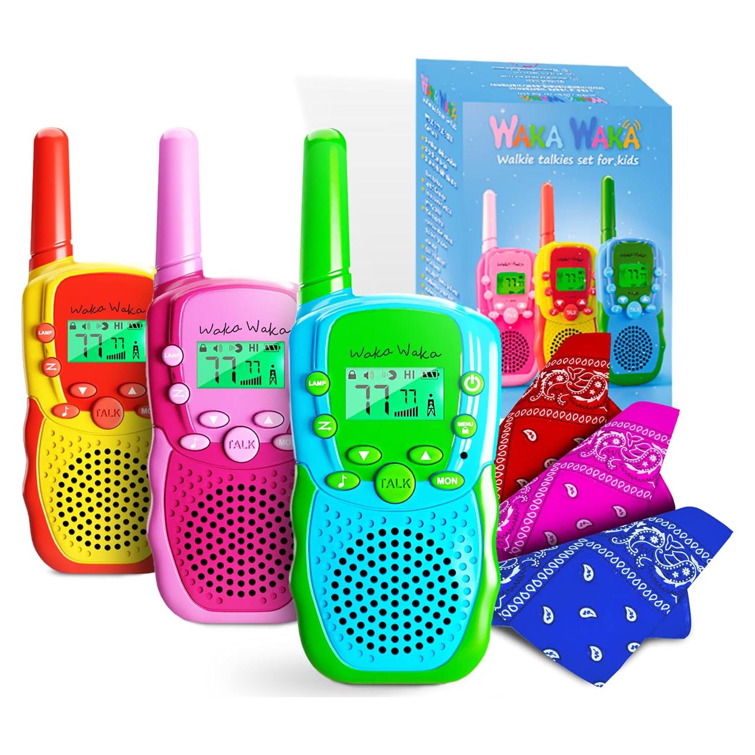 Walkie Talkies Waka Waka para Niños - 3 Colores, 3 km Alcance