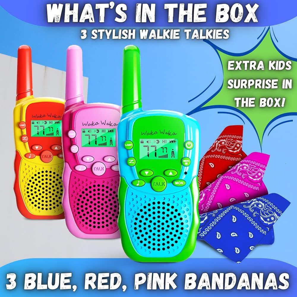 Walkie Talkies Waka Waka para Niños - 3 Colores, 3 km Alcance
