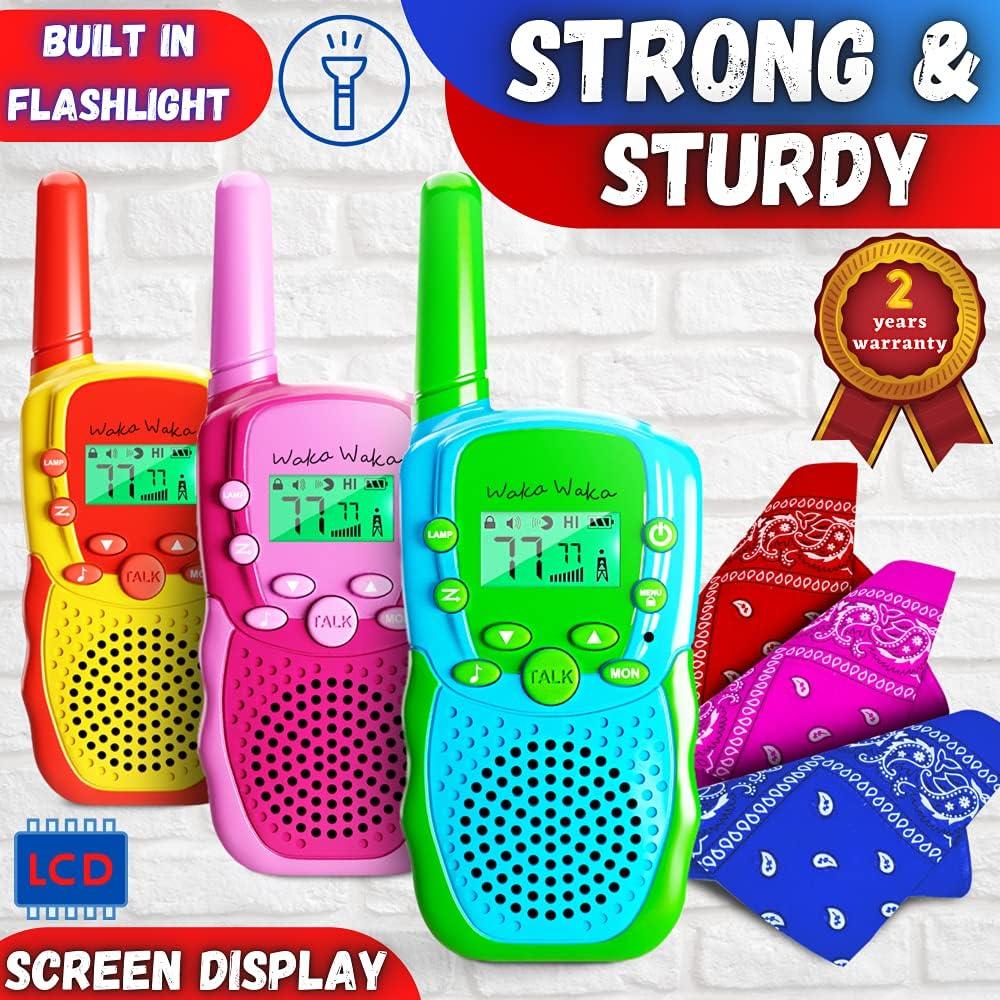 Walkie Talkies Waka Waka para Niños - 3 Colores, 3 km Alcance
