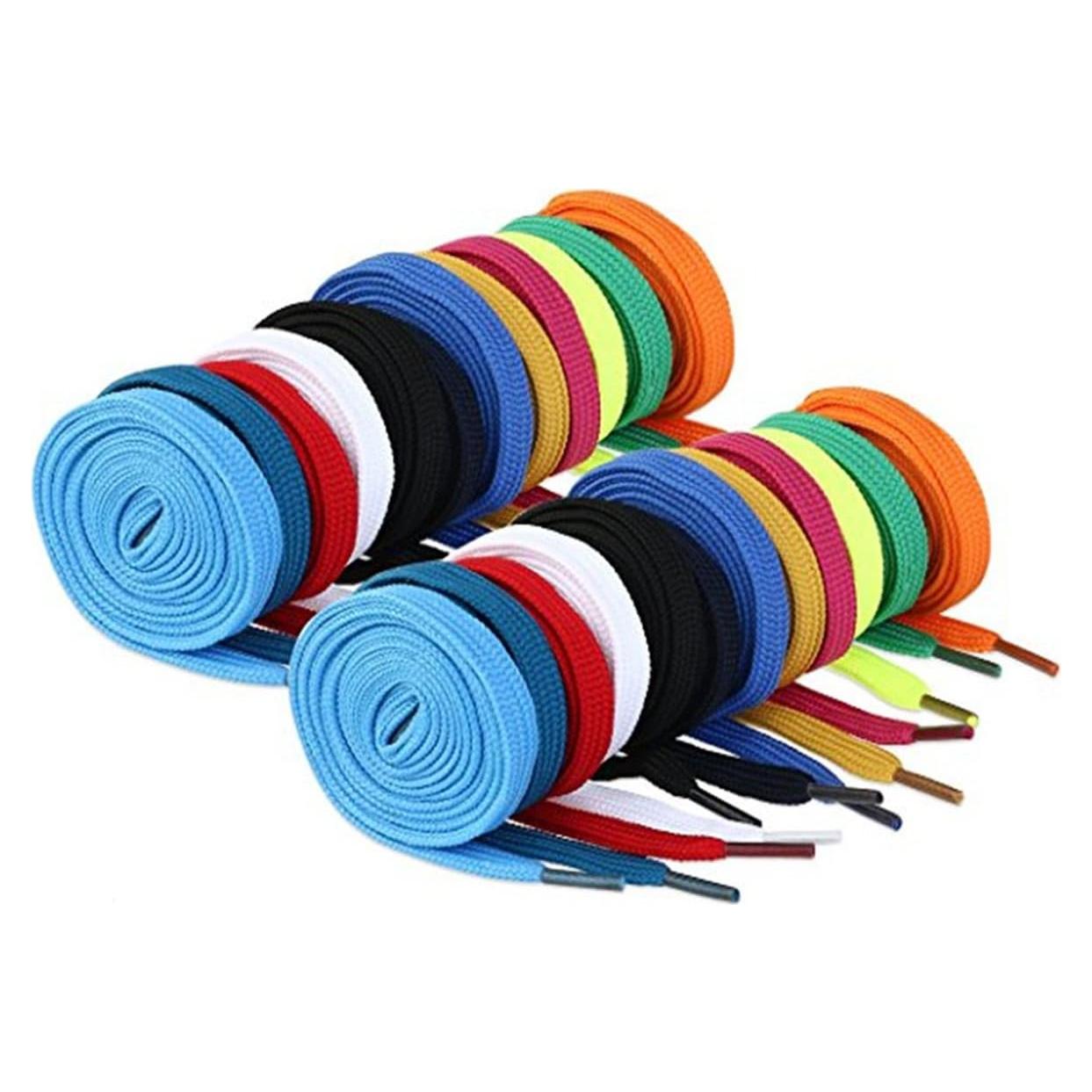 12 Pares de Cintas Planas para Calzado Omlopp 125cm Colores Variados