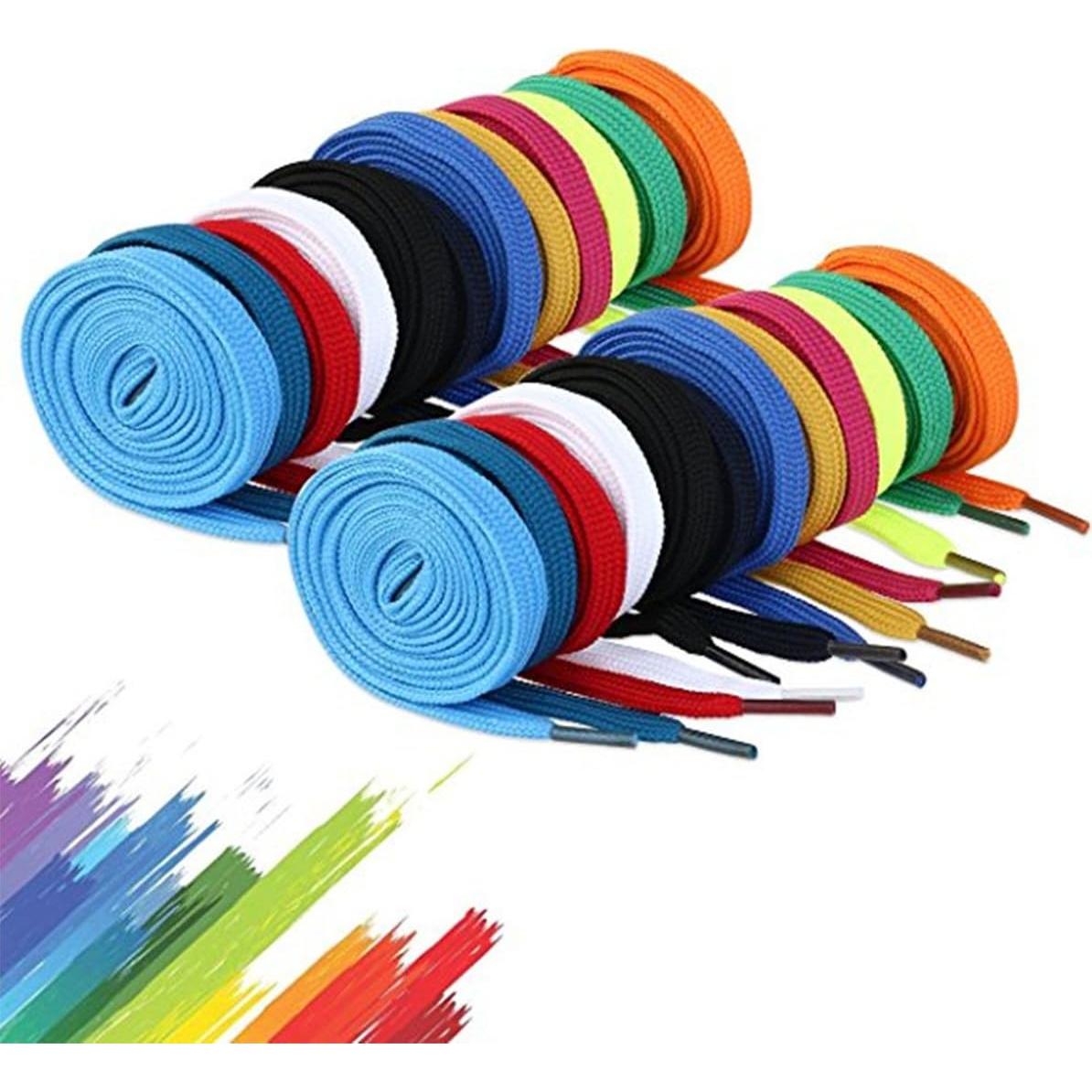 12 Pares de Cintas Planas para Calzado Omlopp 125cm Colores Variados