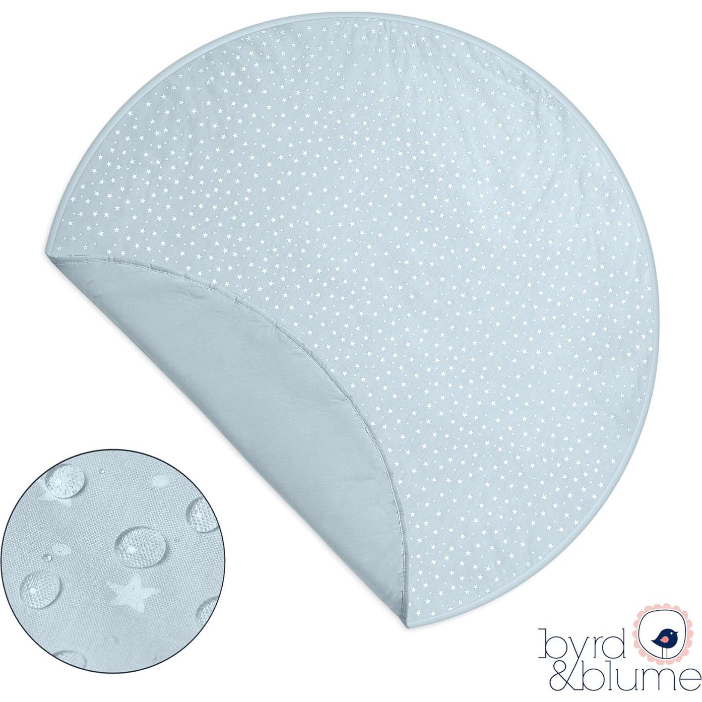 Alfombra de Juego Redonda Byrd & Blume 101.6cm Algodón Orgánico Azul