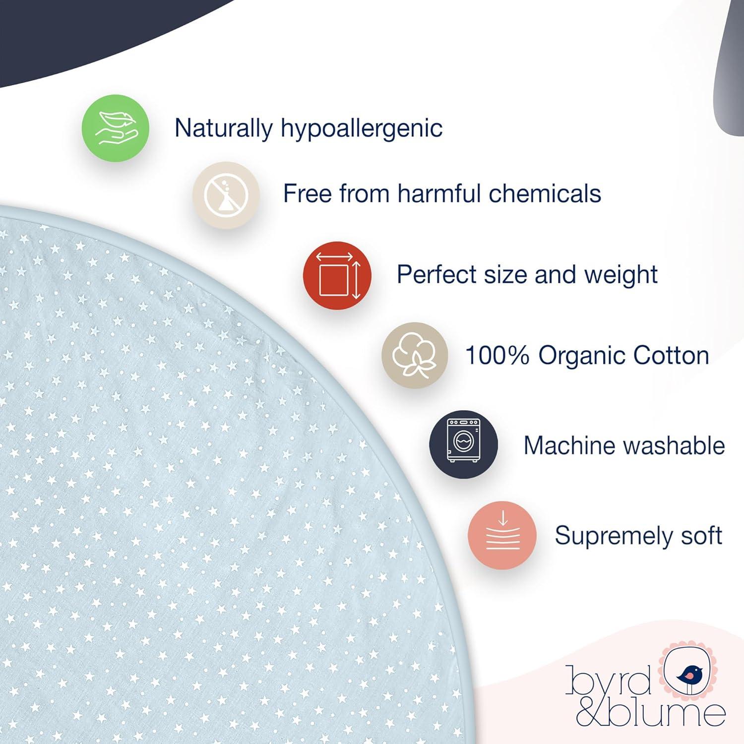 Alfombra de Juego Redonda Byrd & Blume 101.6cm Algodón Orgánico Azul