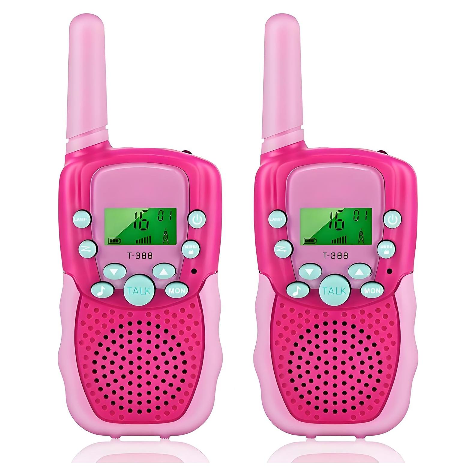 Walkie Talkies Recargables T-388 Rosa para Niños 2 Pcs 22 Canales