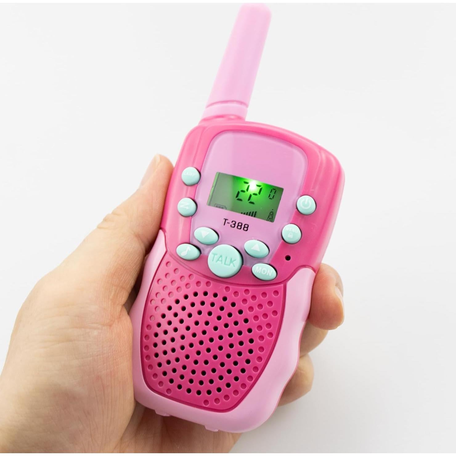 Walkie Talkies Recargables T-388 Rosa para Niños 2 Pcs 22 Canales