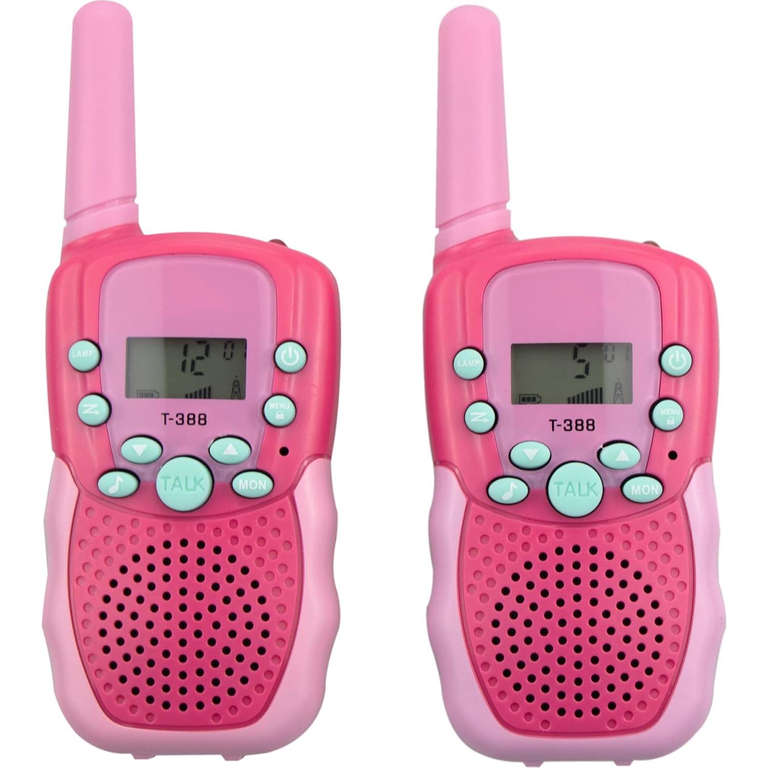Walkie Talkies Recargables T-388 Rosa para Niños 2 Pcs 22 Canales