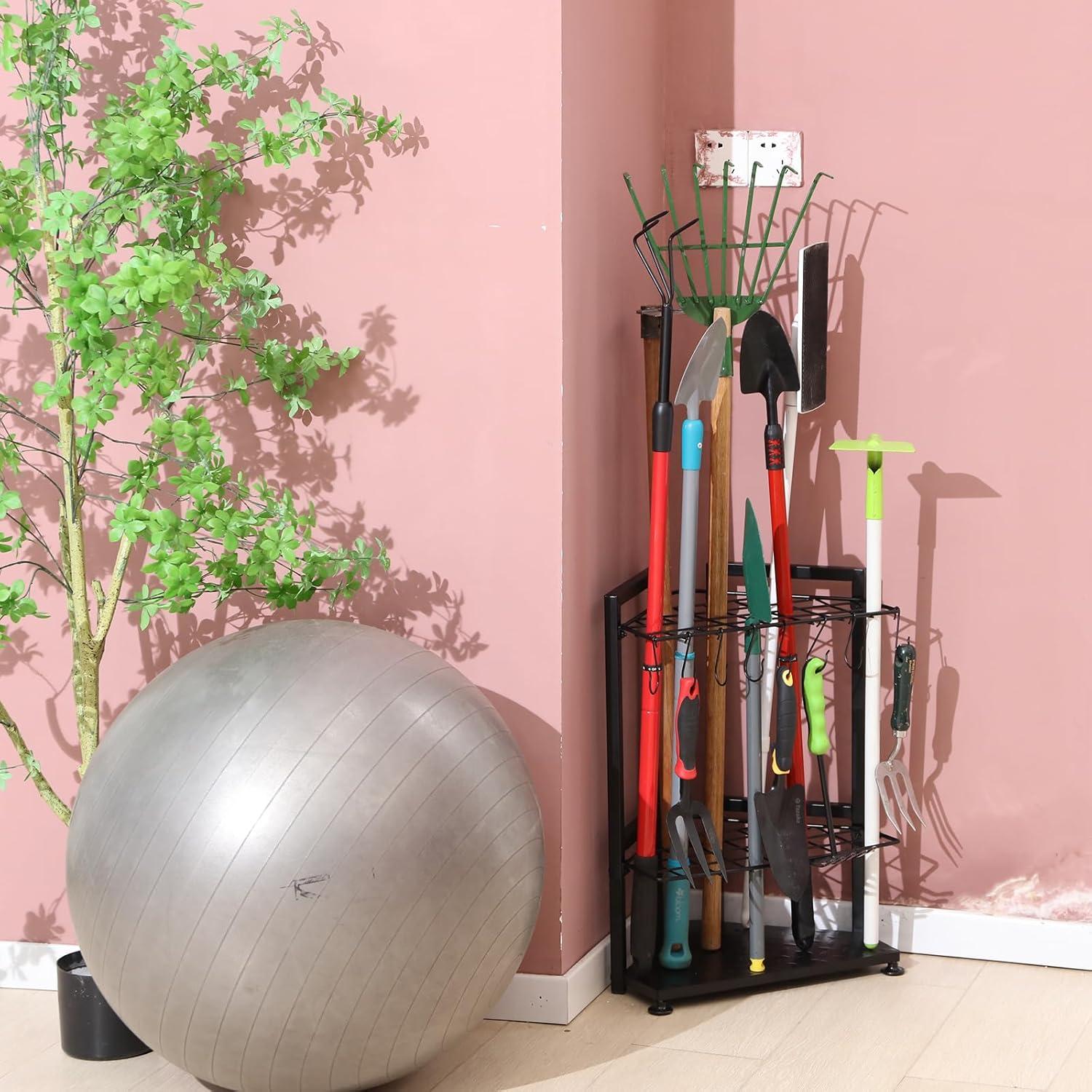 Organizador de Herramientas de Jardín YueTong Esquina Metal 3 Estantes