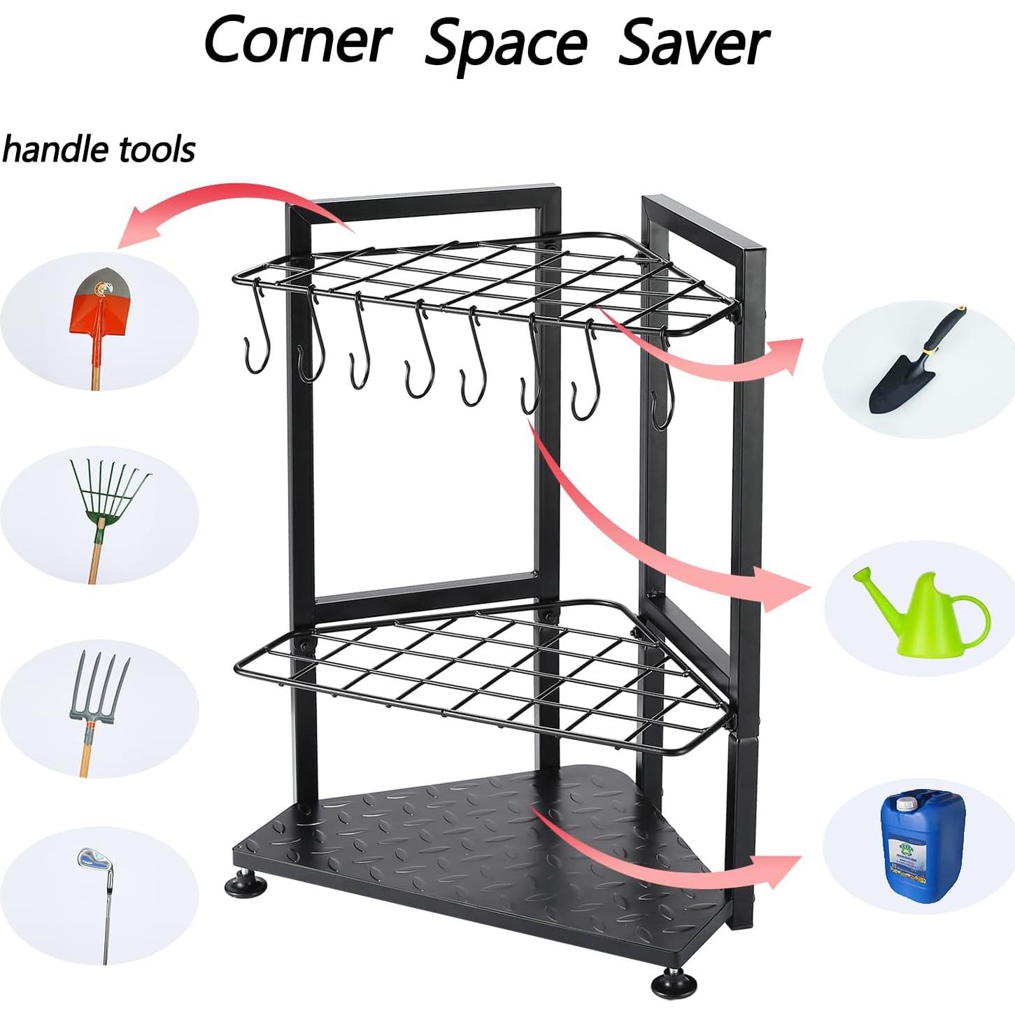 Organizador de Herramientas de Jardín YueTong Esquina Metal 3 Estantes