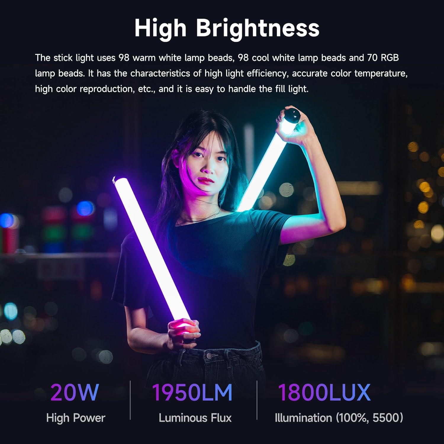 VILTROX K60 Pack de 2 Varitas de Luz RGB con Trípodes