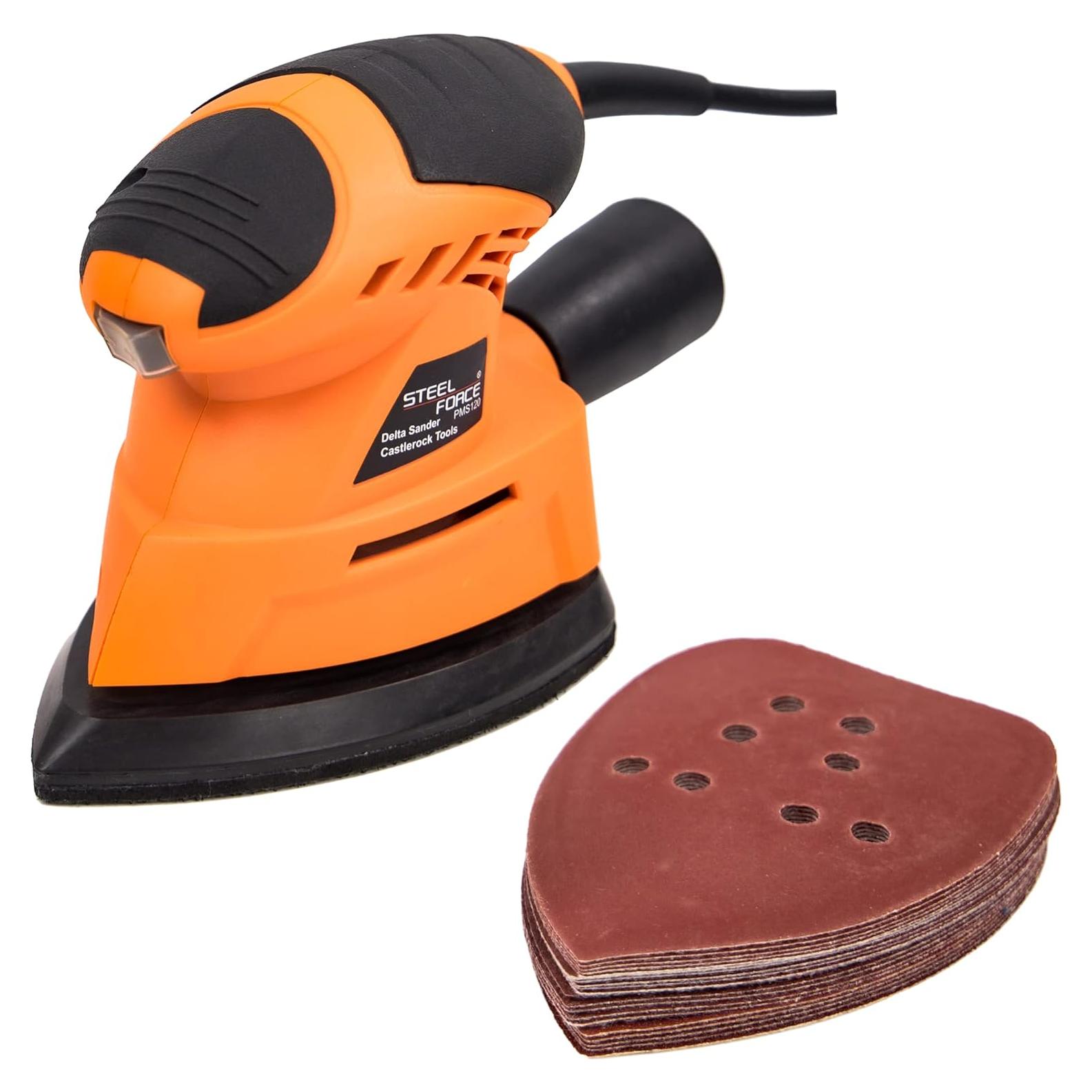Lijadora Detalle Steel Force PMS120 12000 OPM con 20 Pzs Lija