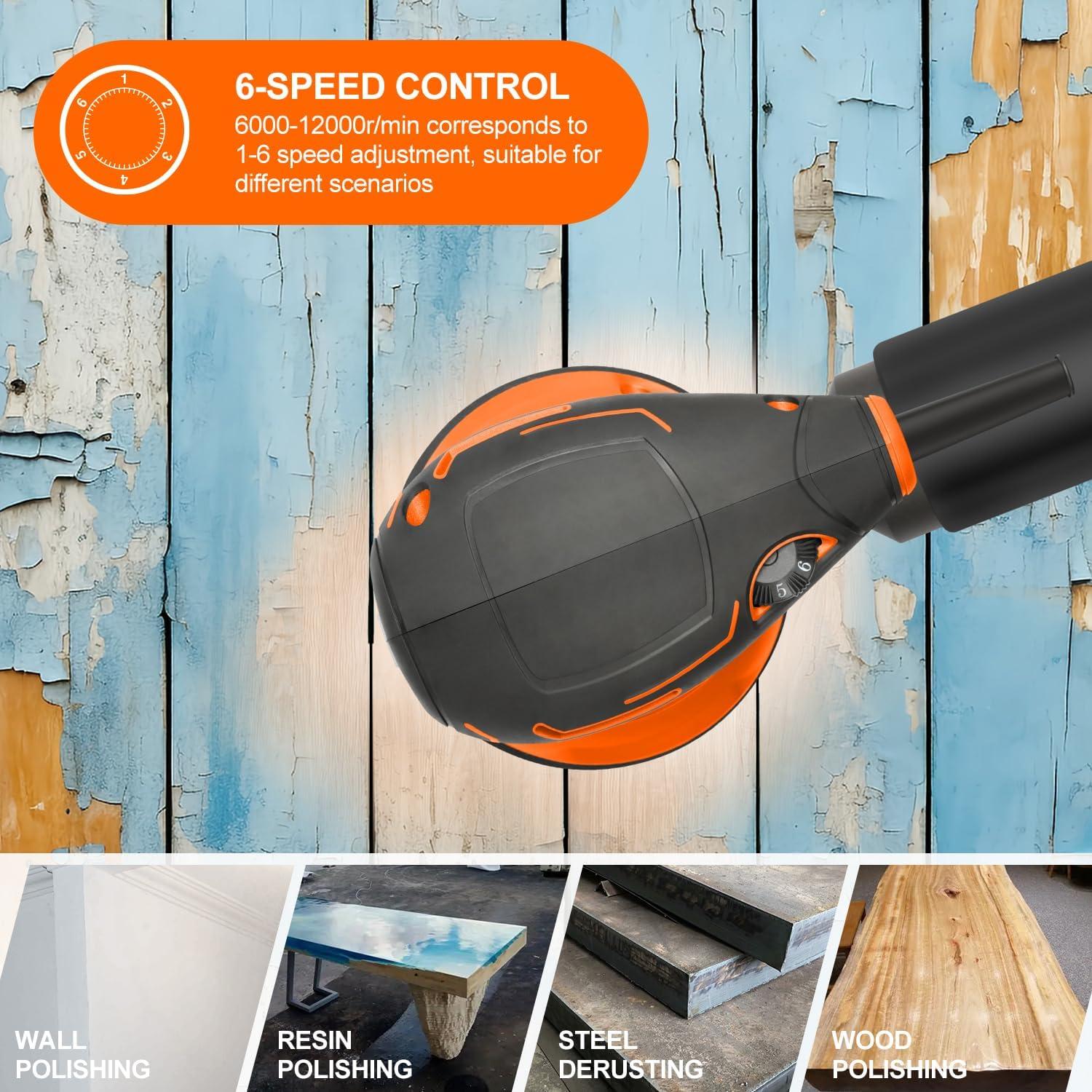 Lijadora Orbital 5" Yunirvana 300W 6 Velocidades 15 Discos