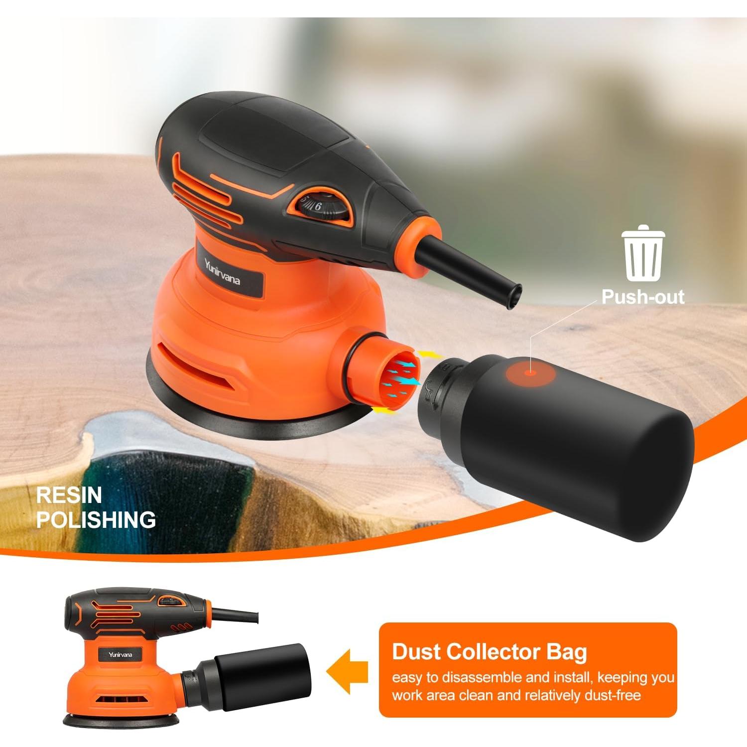 Lijadora Orbital 5" Yunirvana 300W 6 Velocidades 15 Discos