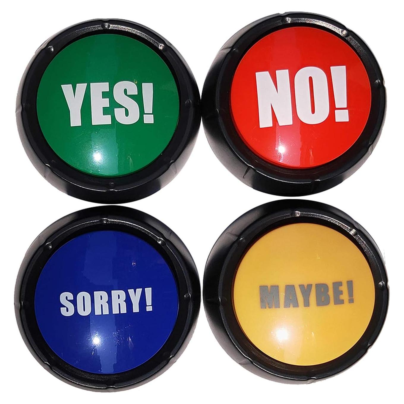Juego de 4 botones de sonido Joffreg - NO, SÍ, Lo siento, Tal vez