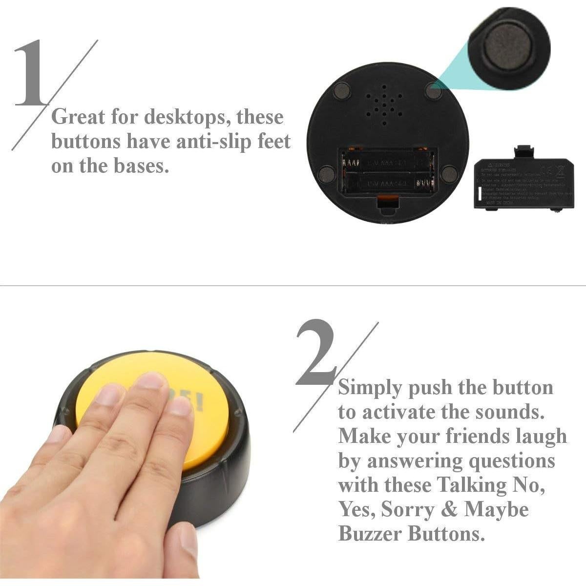 Juego de 4 botones de sonido Joffreg - NO, SÍ, Lo siento, Tal vez