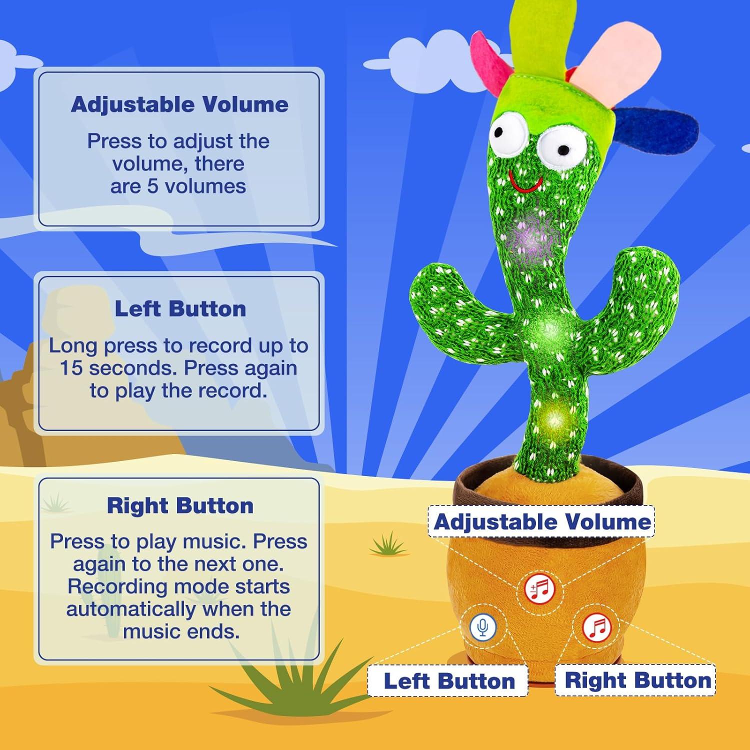 Juguete Cactus Hablante Ayeboovi 120 Canciones Interactivo