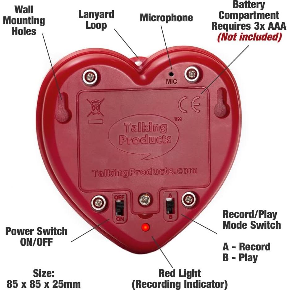 Grabador de Voz Corazón Hablante 2 Minutos - Rojo