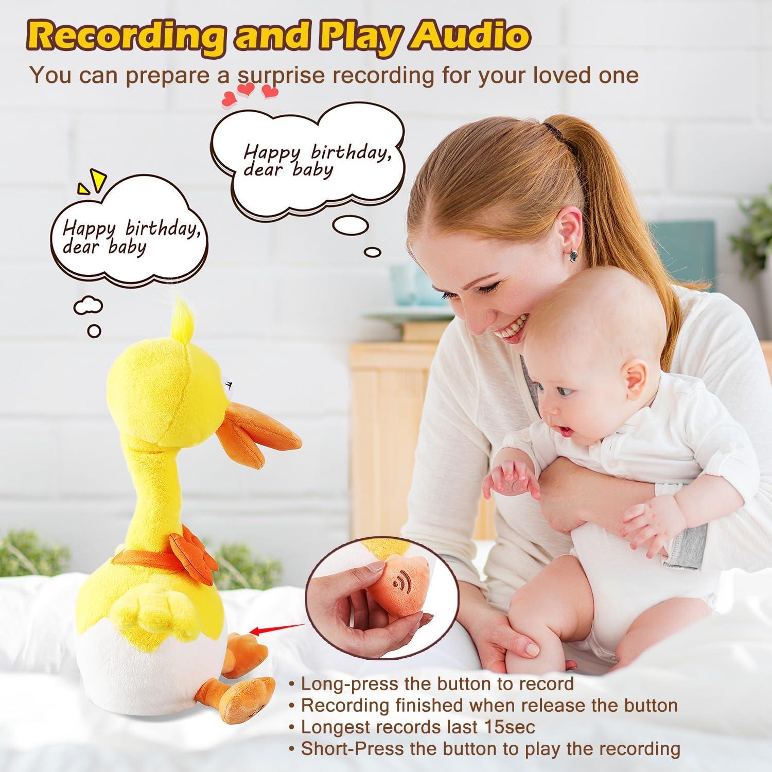 Pato Bailarín Musical Qianjinhuiyuan 33 cm con Luz y Grabación