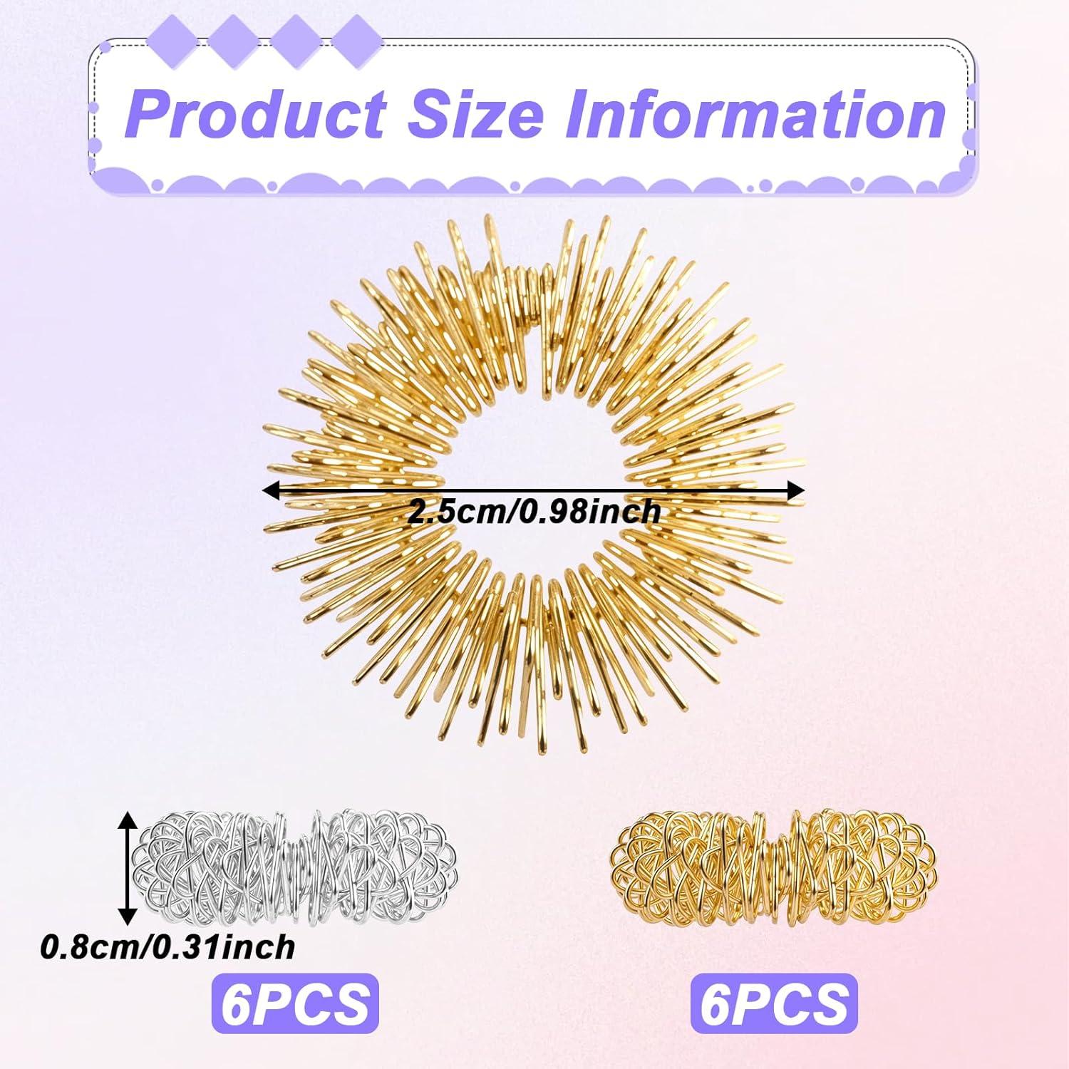 Anillos Sensoriales Antiestrés JIYIN - 12 Piezas Oro y Plata