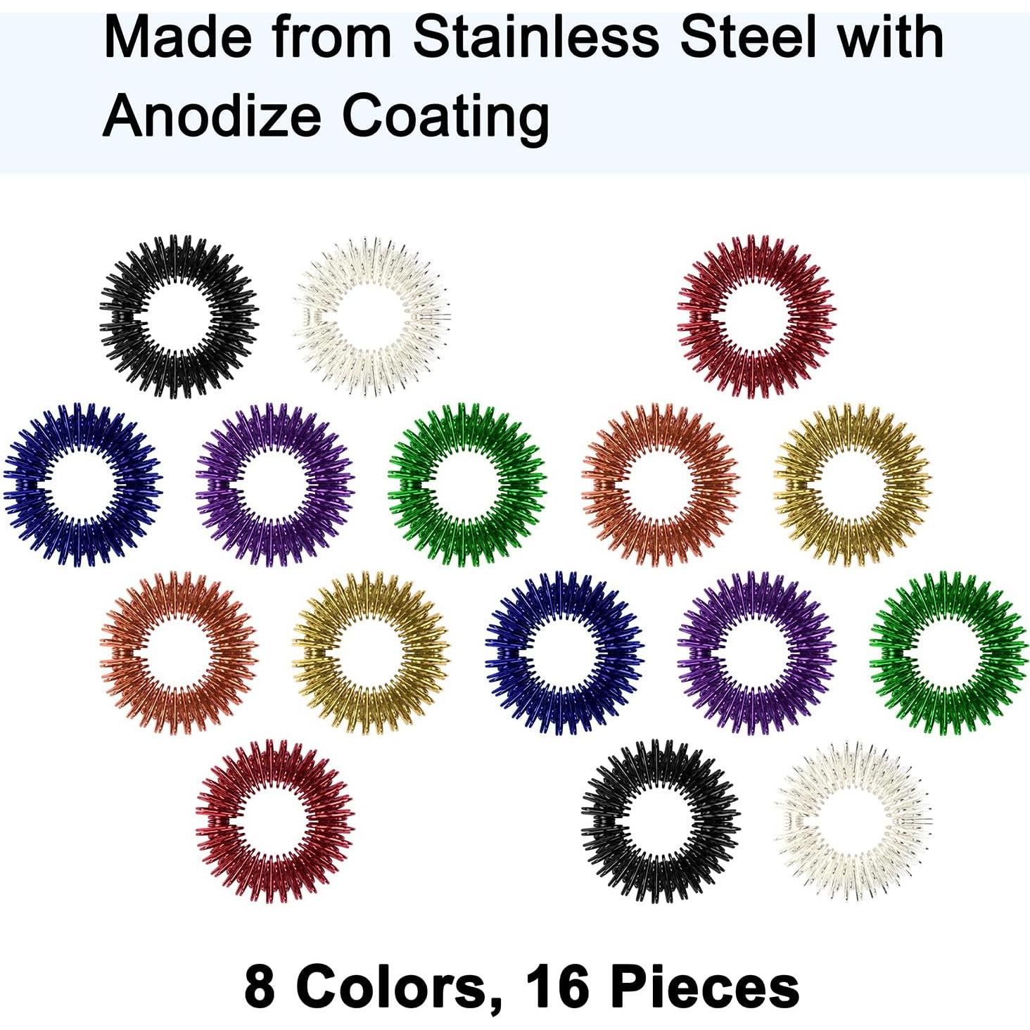 Anillos Sensoriales Espinosos Wisdompro - Paquete de 16 Colores